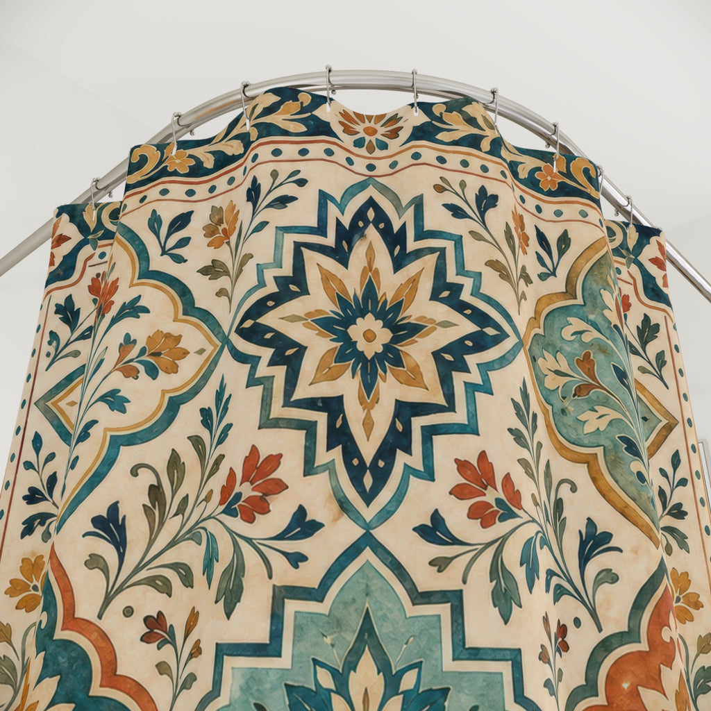 Moroccan Tile Boho Shower Curtain