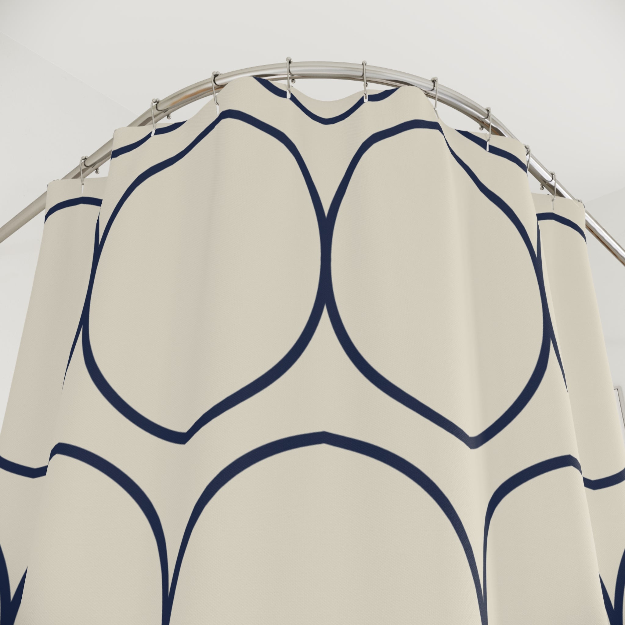 Beige and Navy Shower Curtain: Classic Stripe