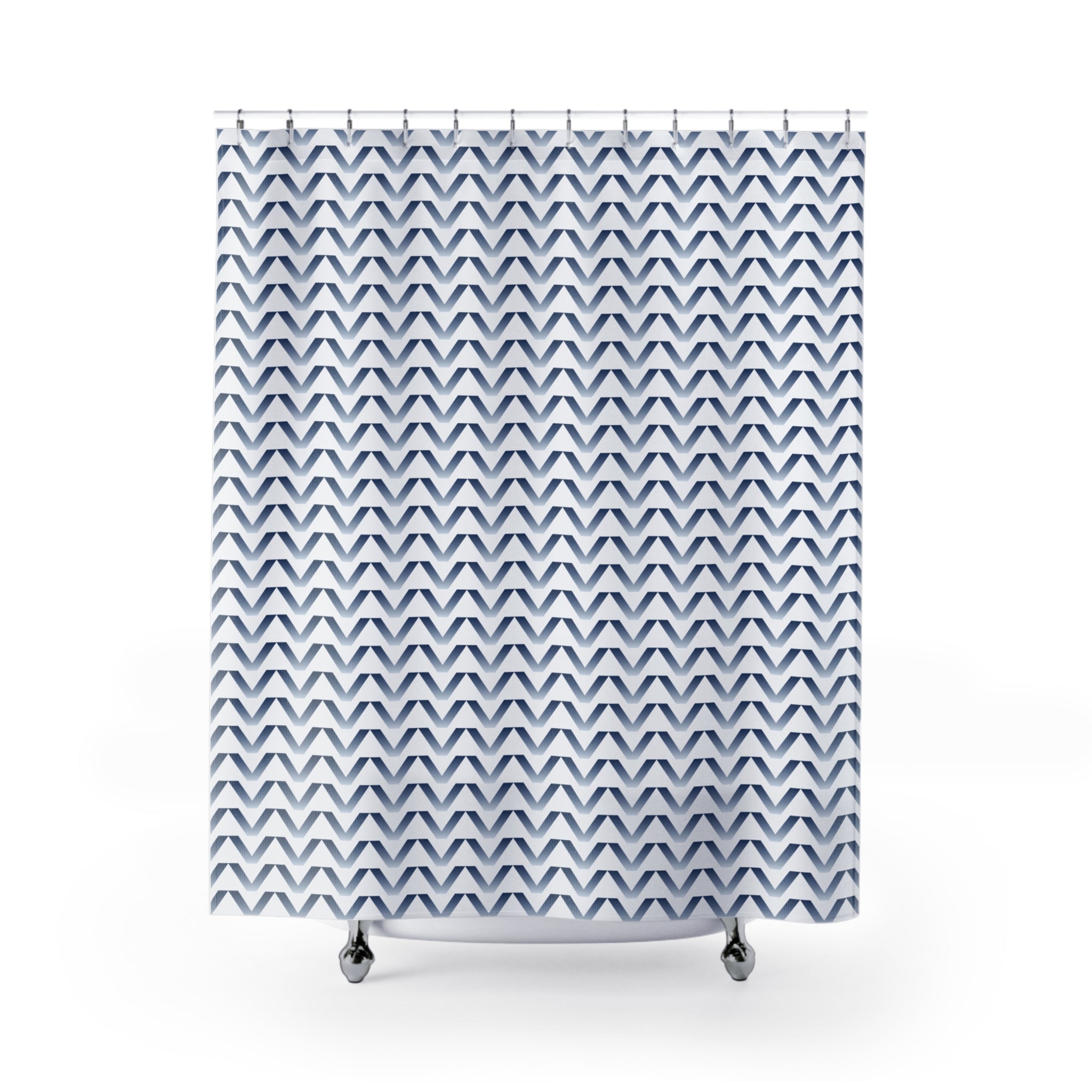 Blue and White Gradient Chevron Shower Curtain