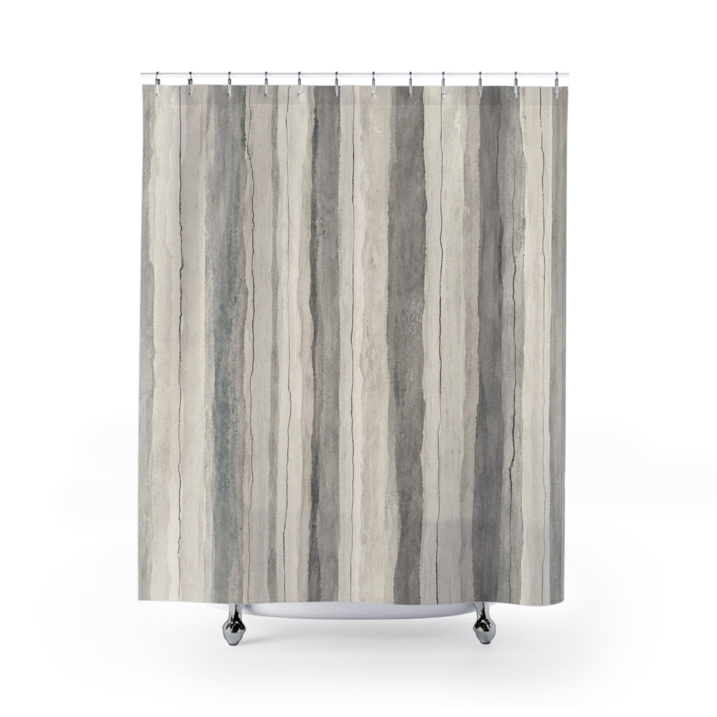 Grey Stone Stripe Shower Curtain