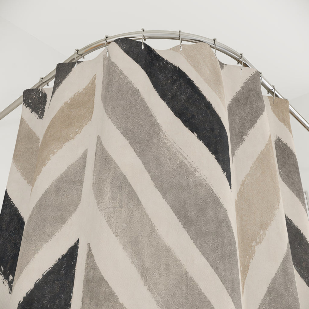 Black Beige Chevron Stripe Shower Curtain