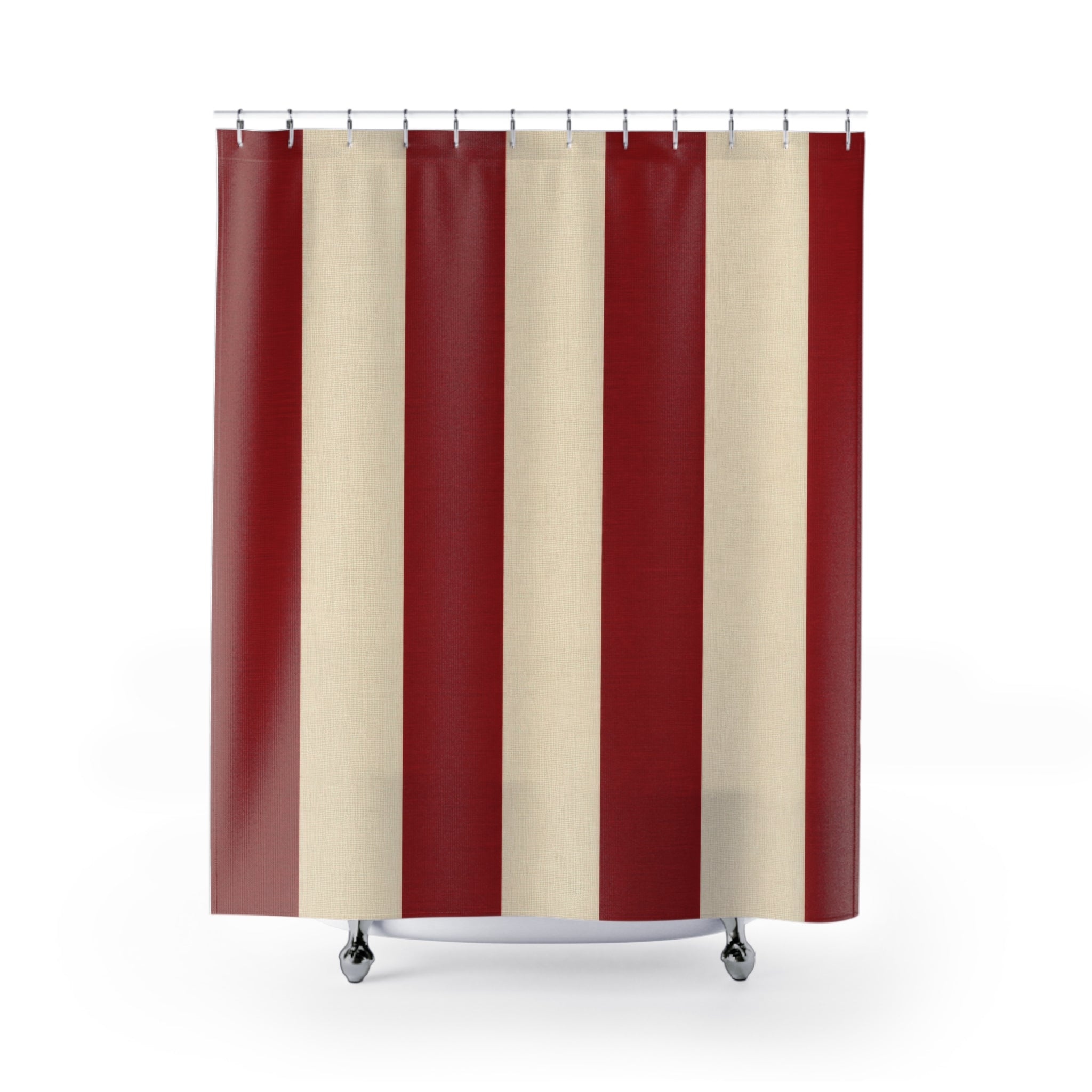 Red and White Striped Shower Curtain: Luxury Cabana Stripe