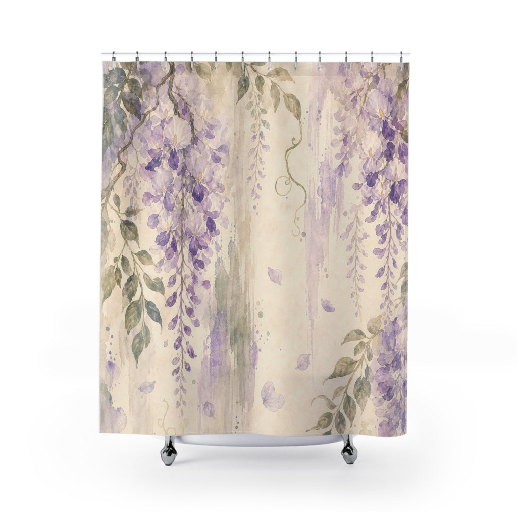 Wisteria Lavender Watercolor Floral Shower Curtain