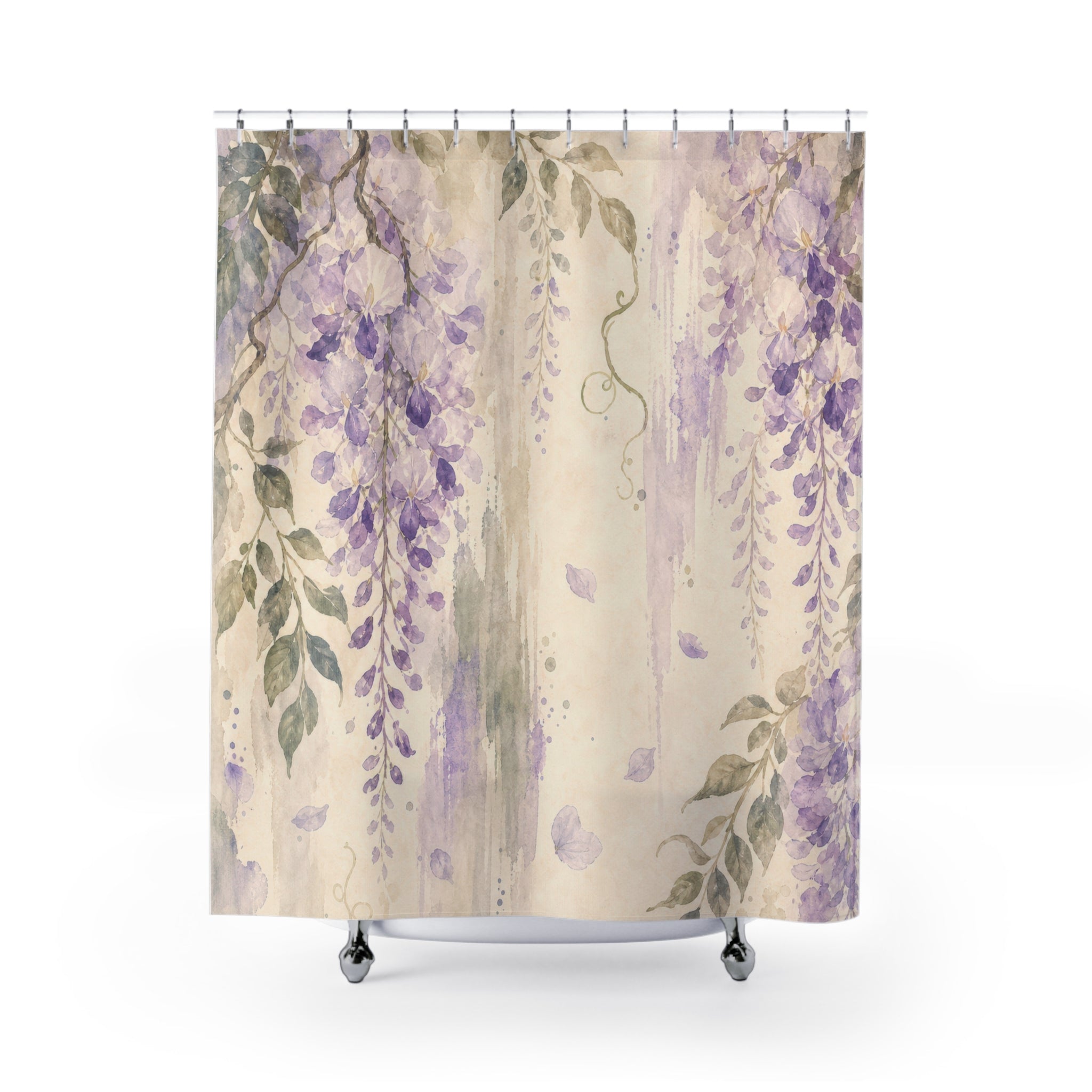 Wisteria Lavender Watercolor Floral Shower Curtain