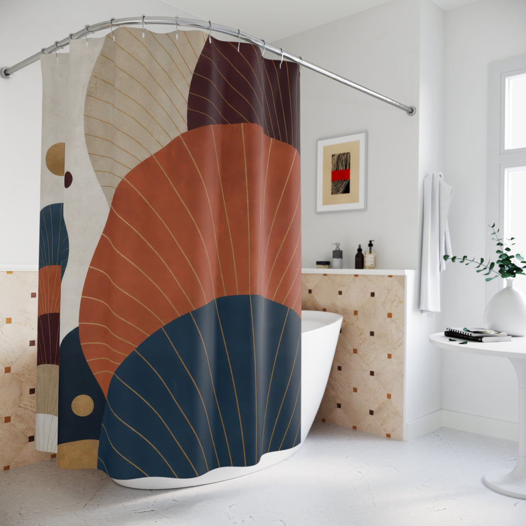Sculptural Scallop Designer Shower Curtain