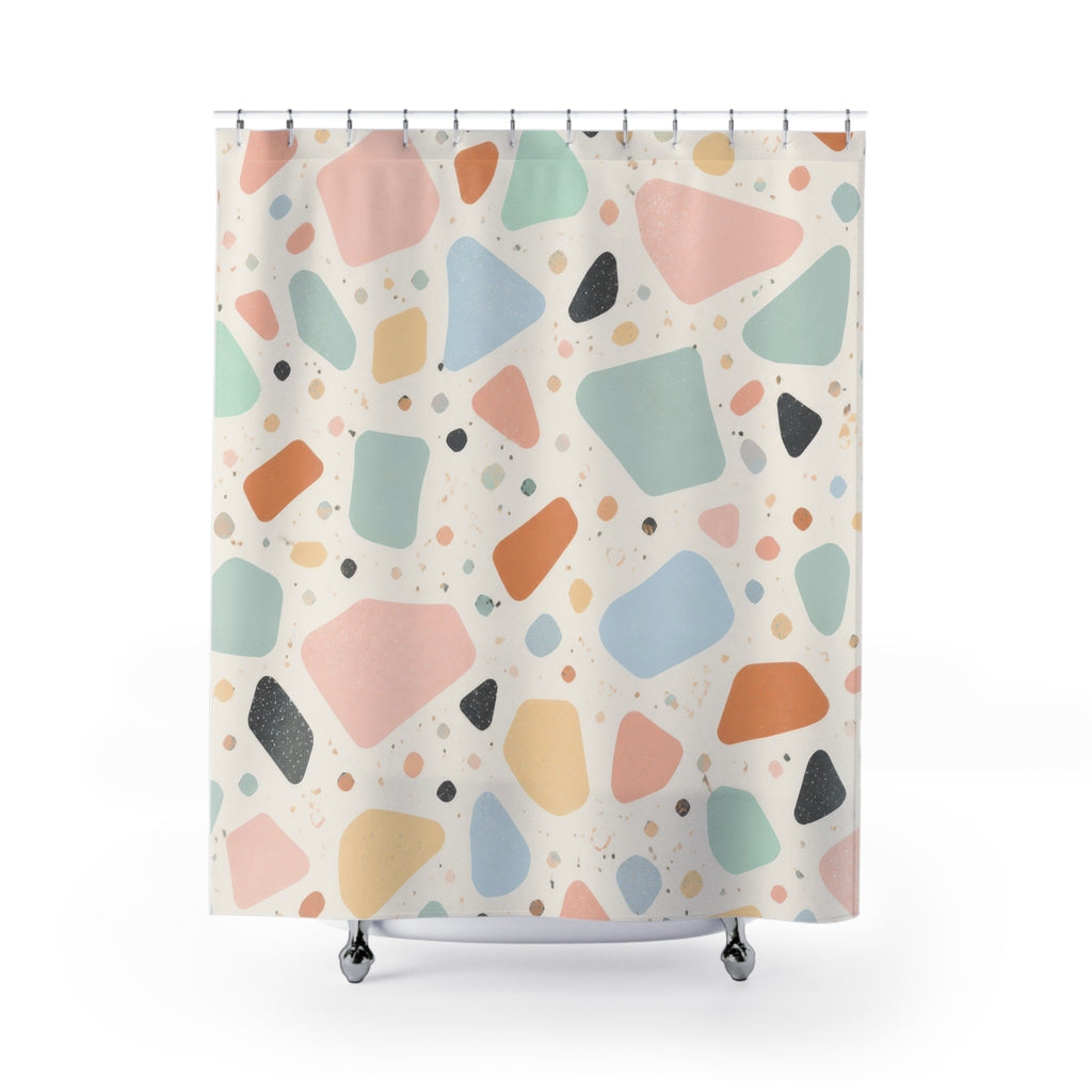 Terrazzo Stone Retro Modern Pastel Shower Curtain