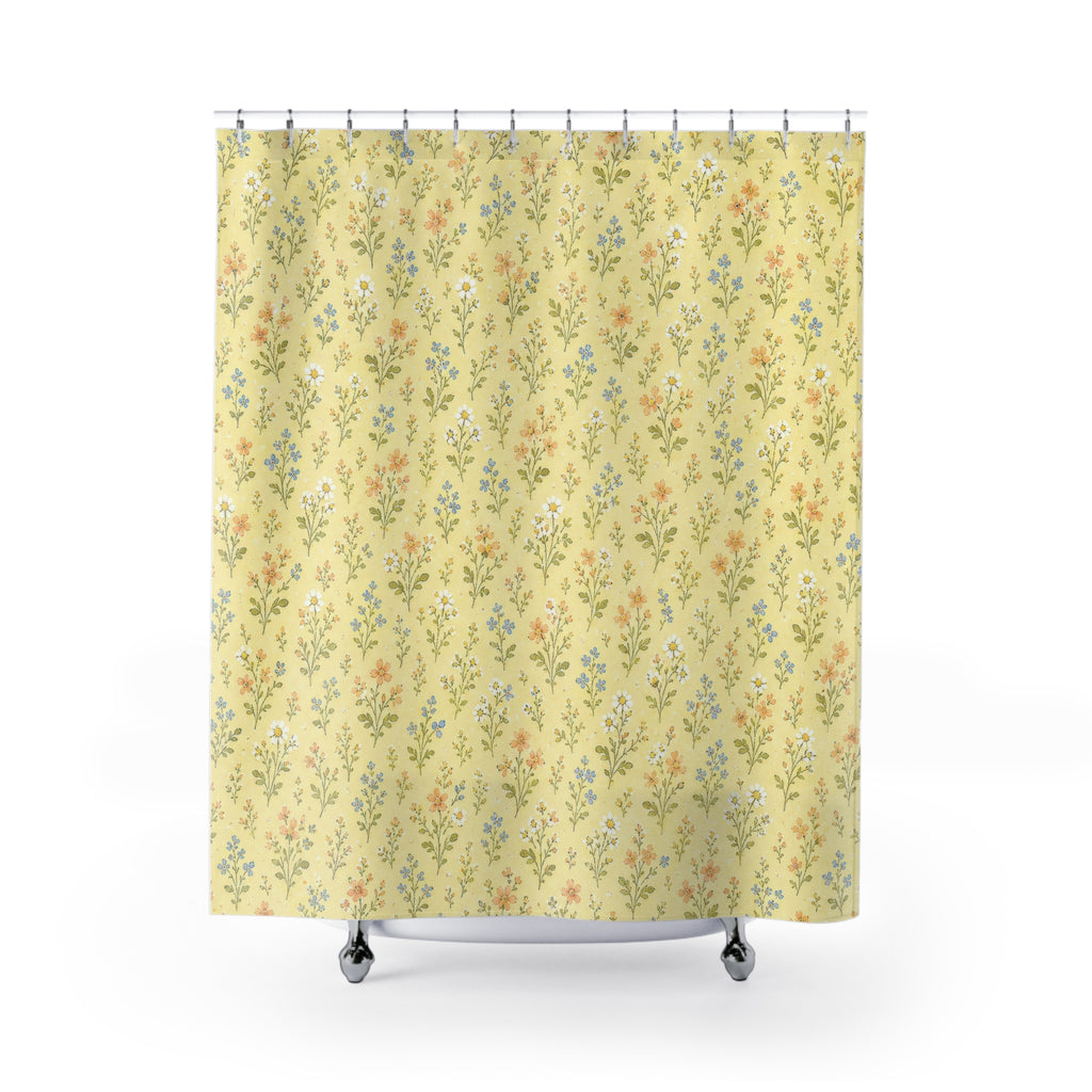 Yellow Sage Ditsy Shower Curtain