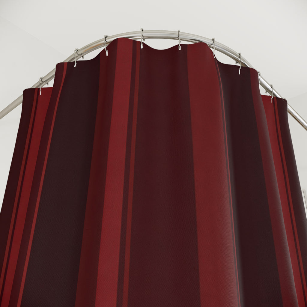 Moody Red Stripe Shower Curtain, Deep Red Classic Bathroom Decor, Modern Stripe Bath Curtain, Guest Bath Decor, Small Bathroom Decor