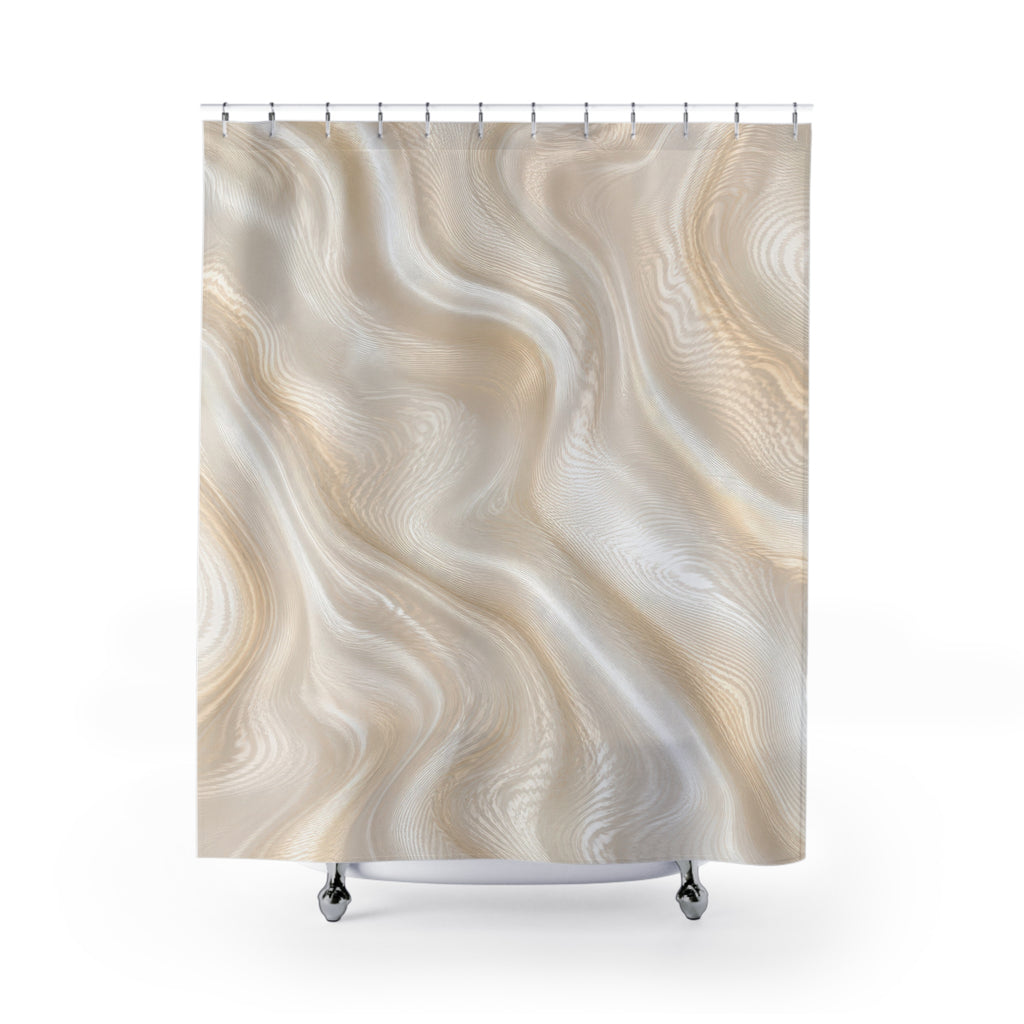 Cream Shower Curtain, Beige Abstract Bath Decor, Marble Look Neutral Pattern, Elegant Ivory Guest Bathroom Decor, Soft Modern Style