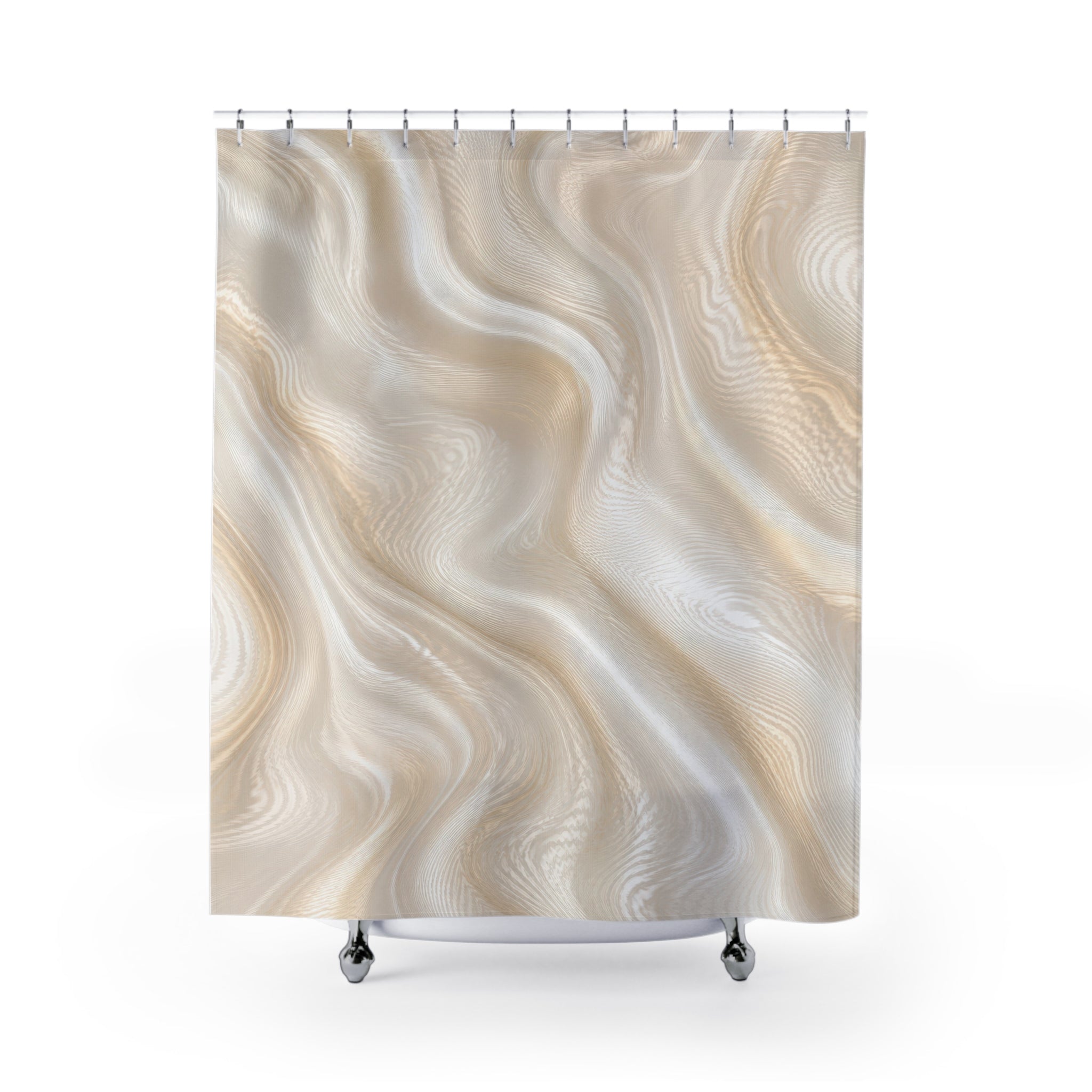 Cream Shower Curtain, Beige Abstract Bath Decor, Marble Look Neutral Pattern, Elegant Ivory Guest Bathroom Decor, Soft Modern Style