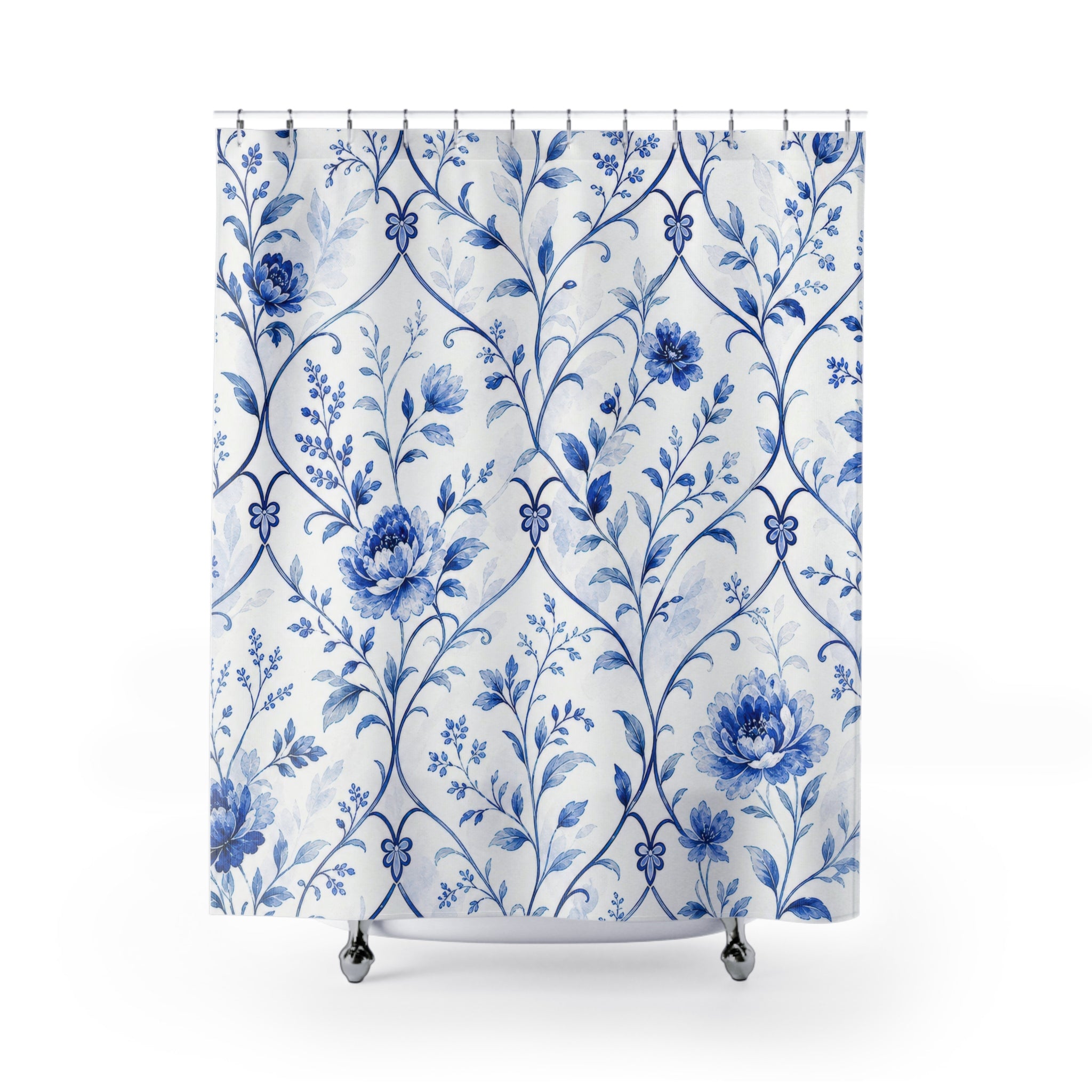 Blue Vine Floral Shower Curtain