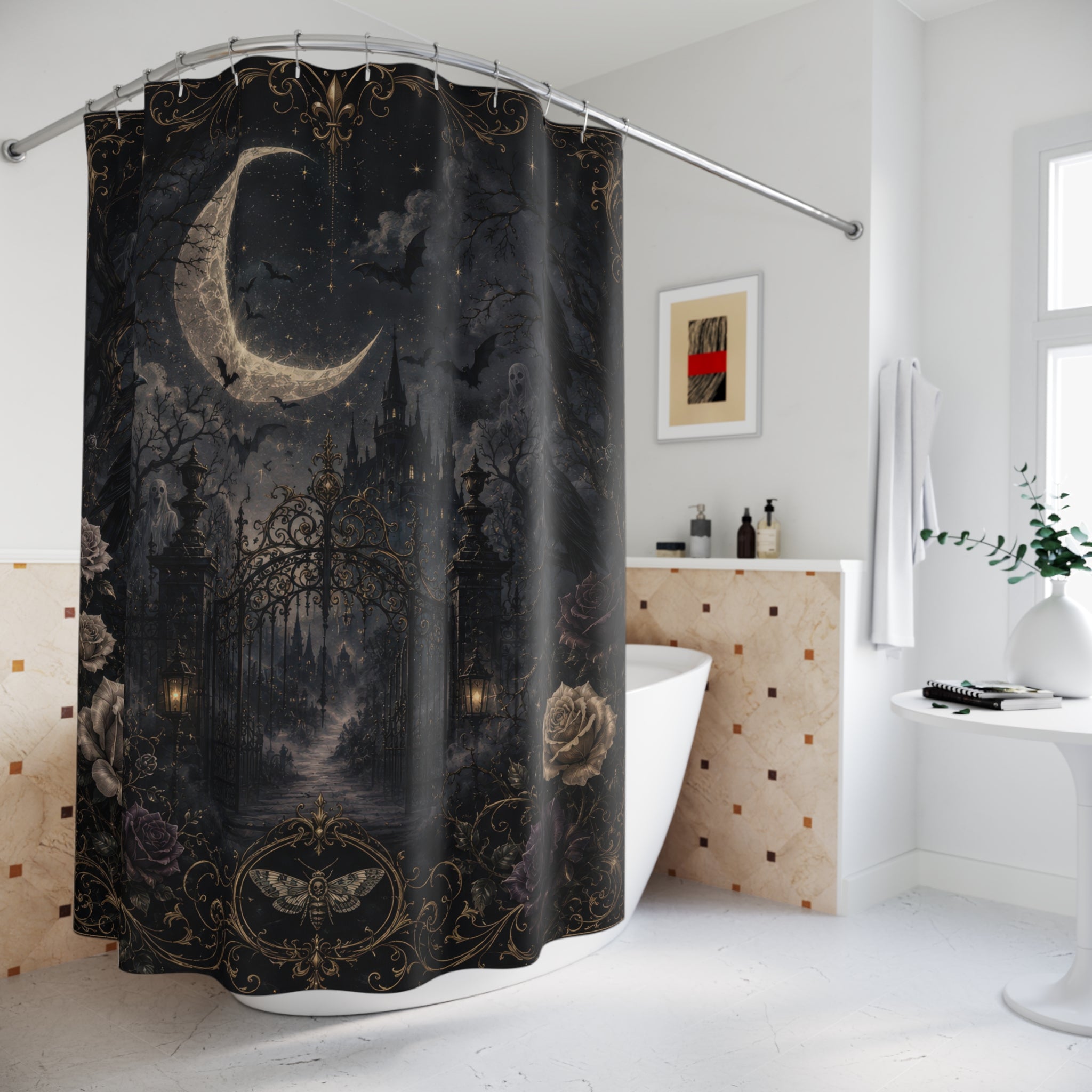 Spooky Shower Curtain: Gothic Moon