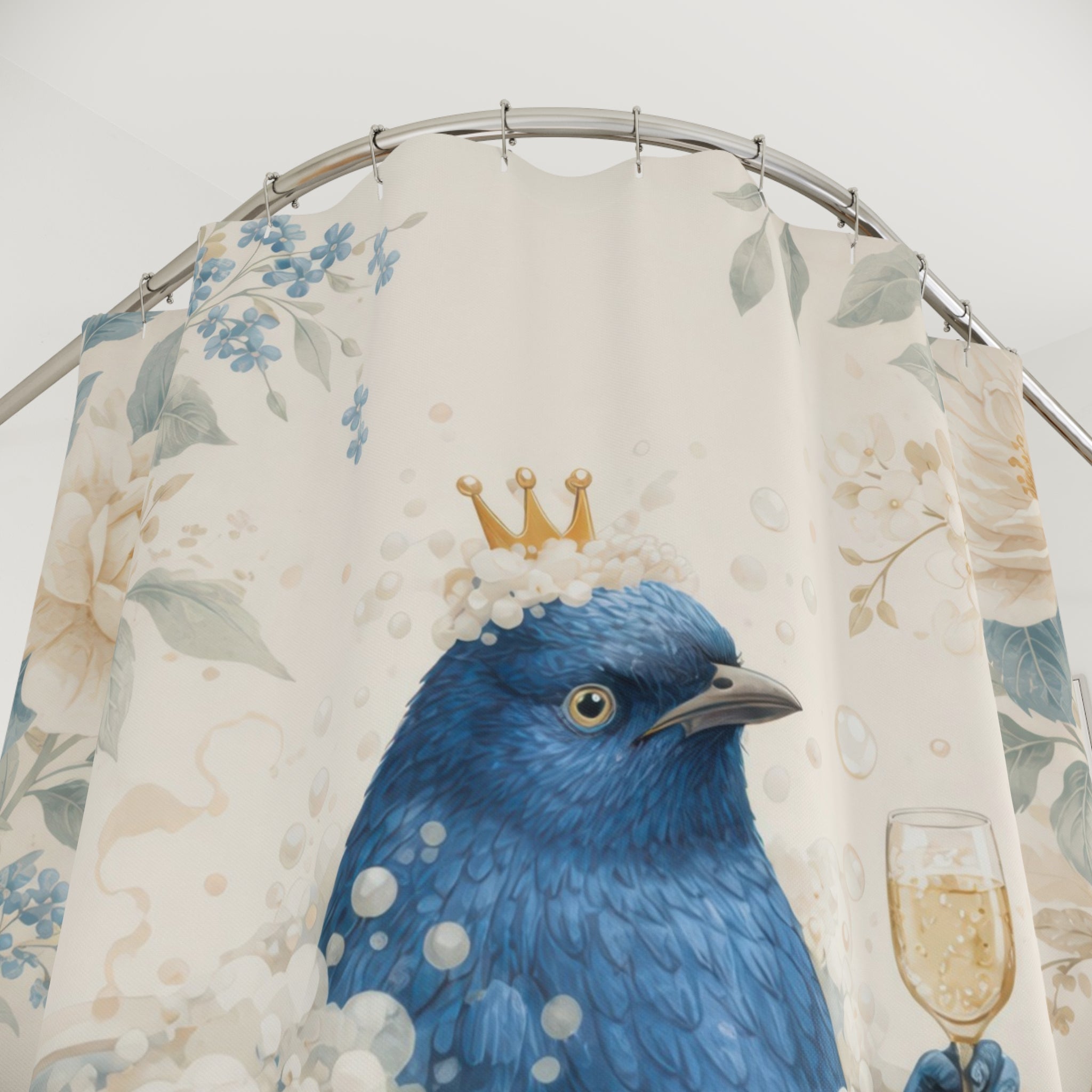 Funny Blue Bird Bubble Bath Shower Curtain
