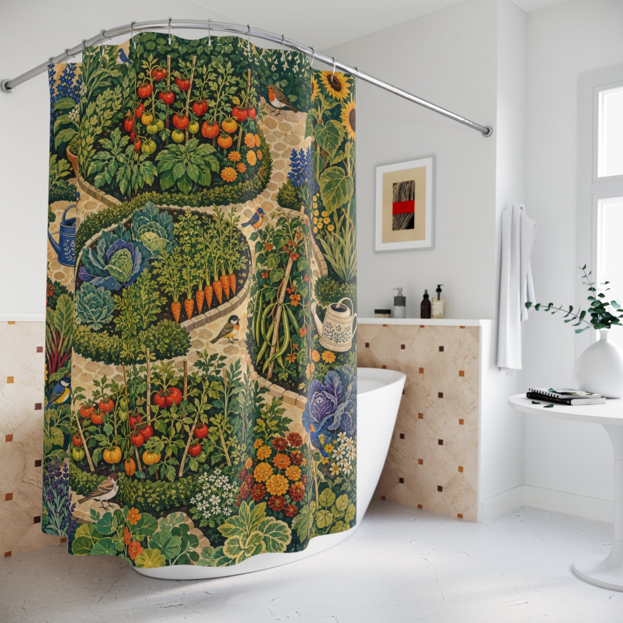 Folk Art Kitchen Garden Shower Curtain