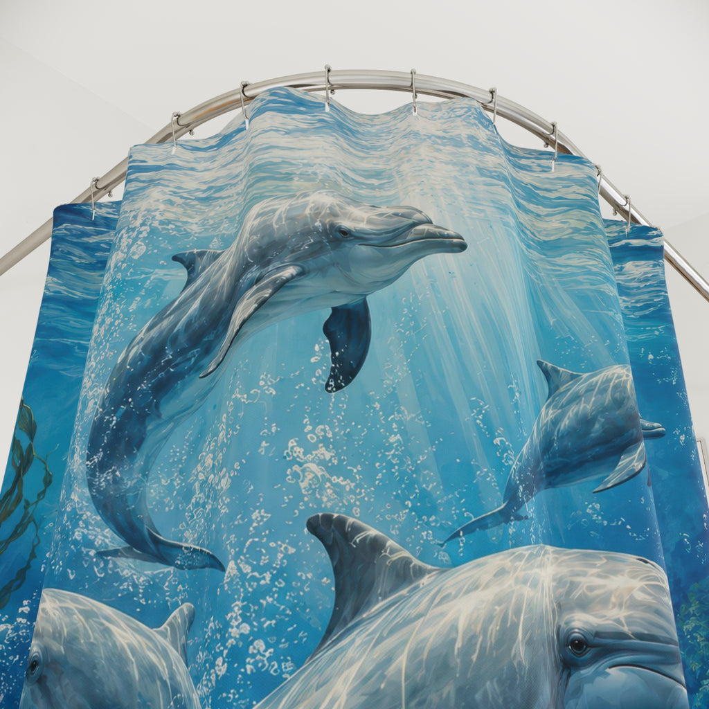 Dolphin Shower Curtain: Aqua Ocean