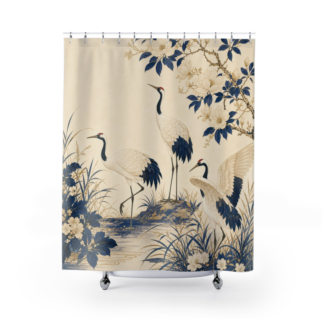 Sapphire Crane Garden Shower Curtain