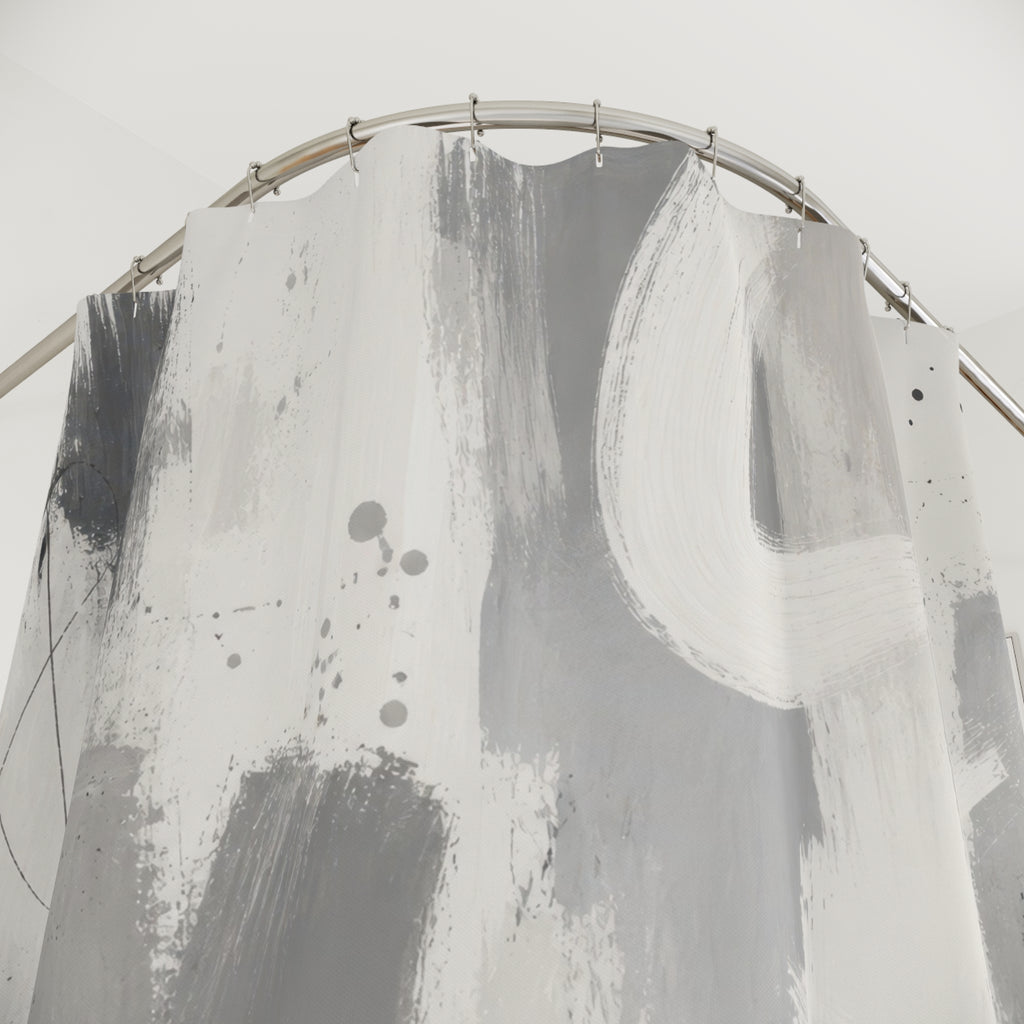 Grey Abstract Brushstroke Shower Curtain
