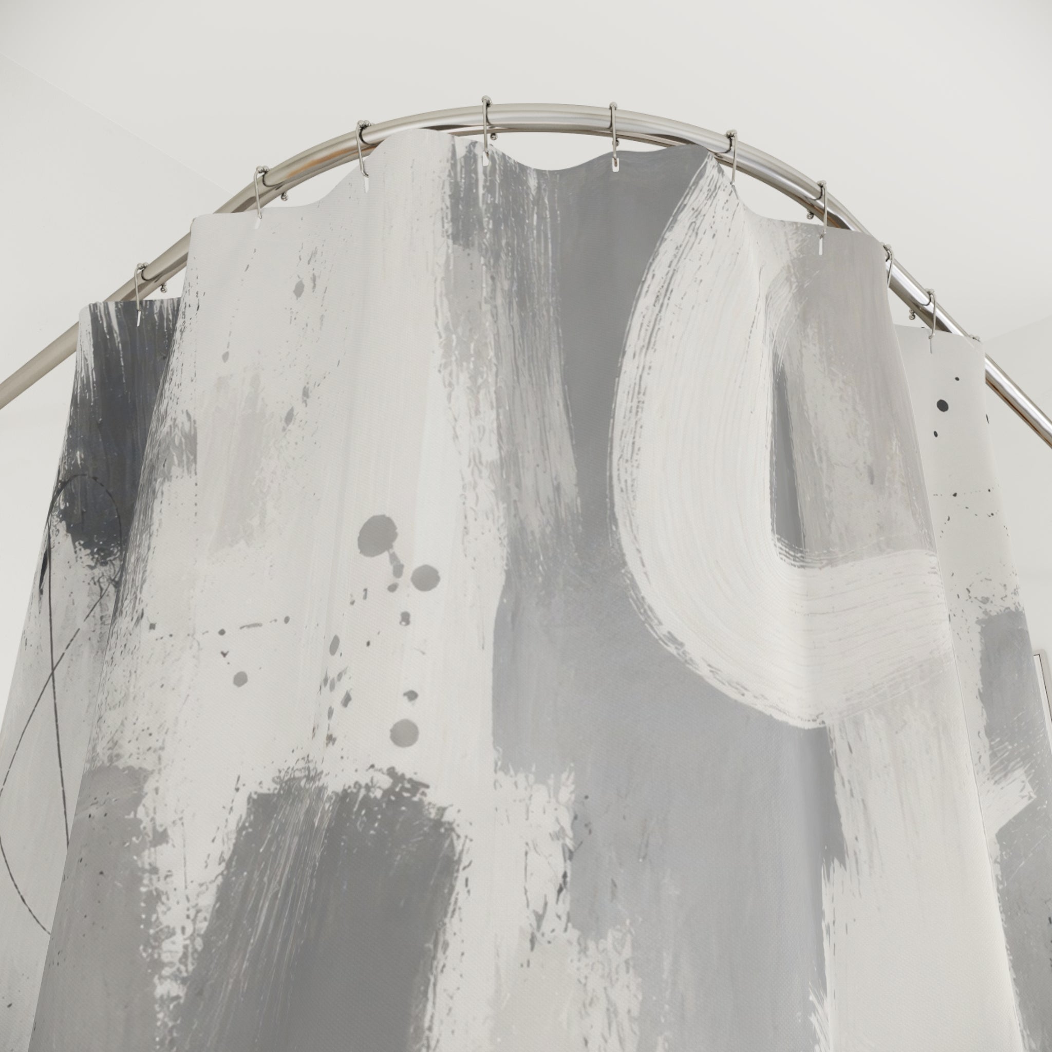 Grey Abstract Brushstroke Shower Curtain