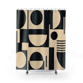 Black Cream Abstract Circle Shower Curtain