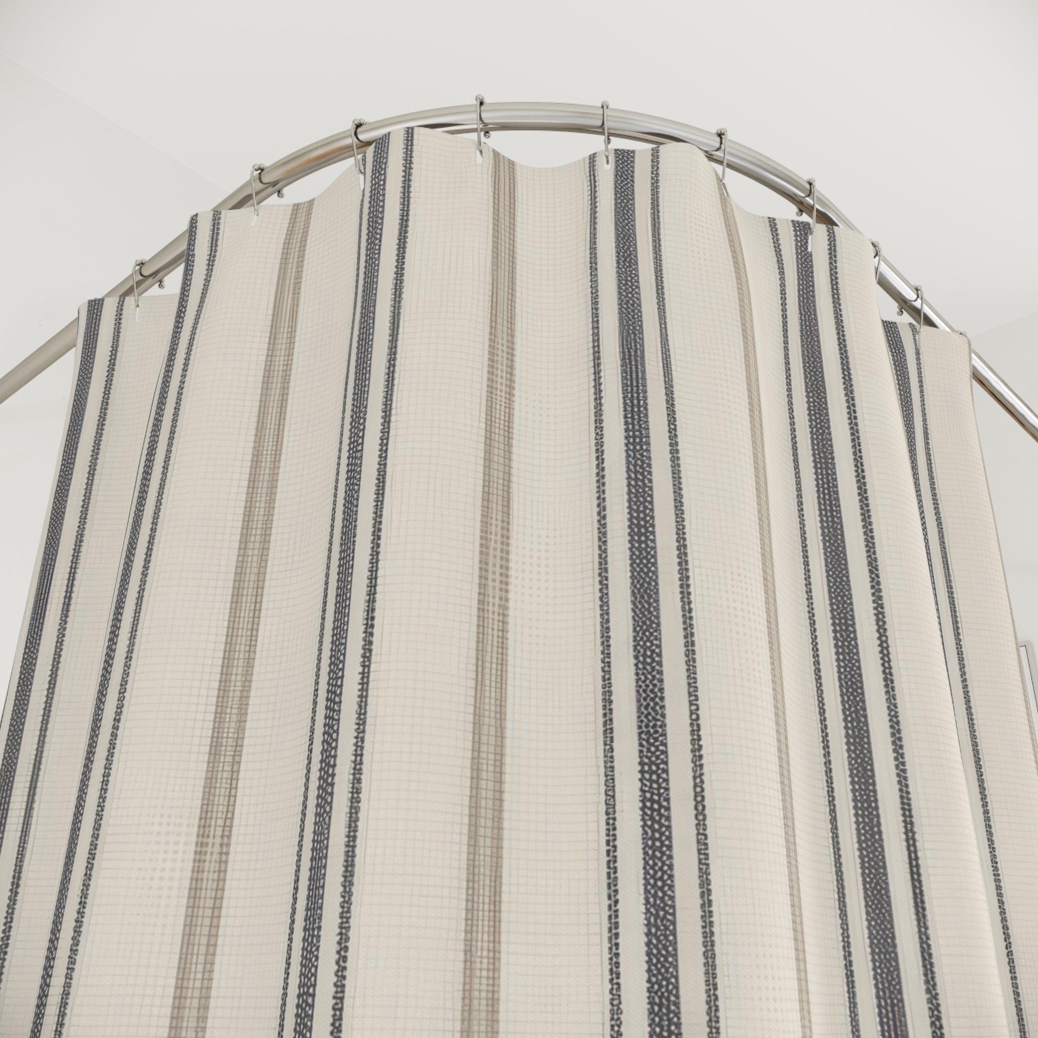 Charcoal and Ivory Ticking Stripe Shower Curtain