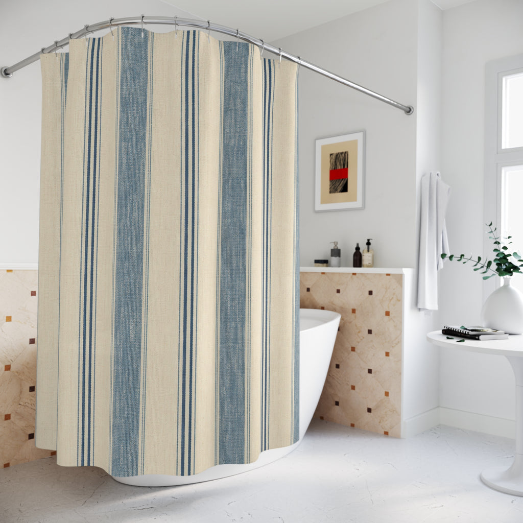 Weathered Denim Stripe Shower Curtain
