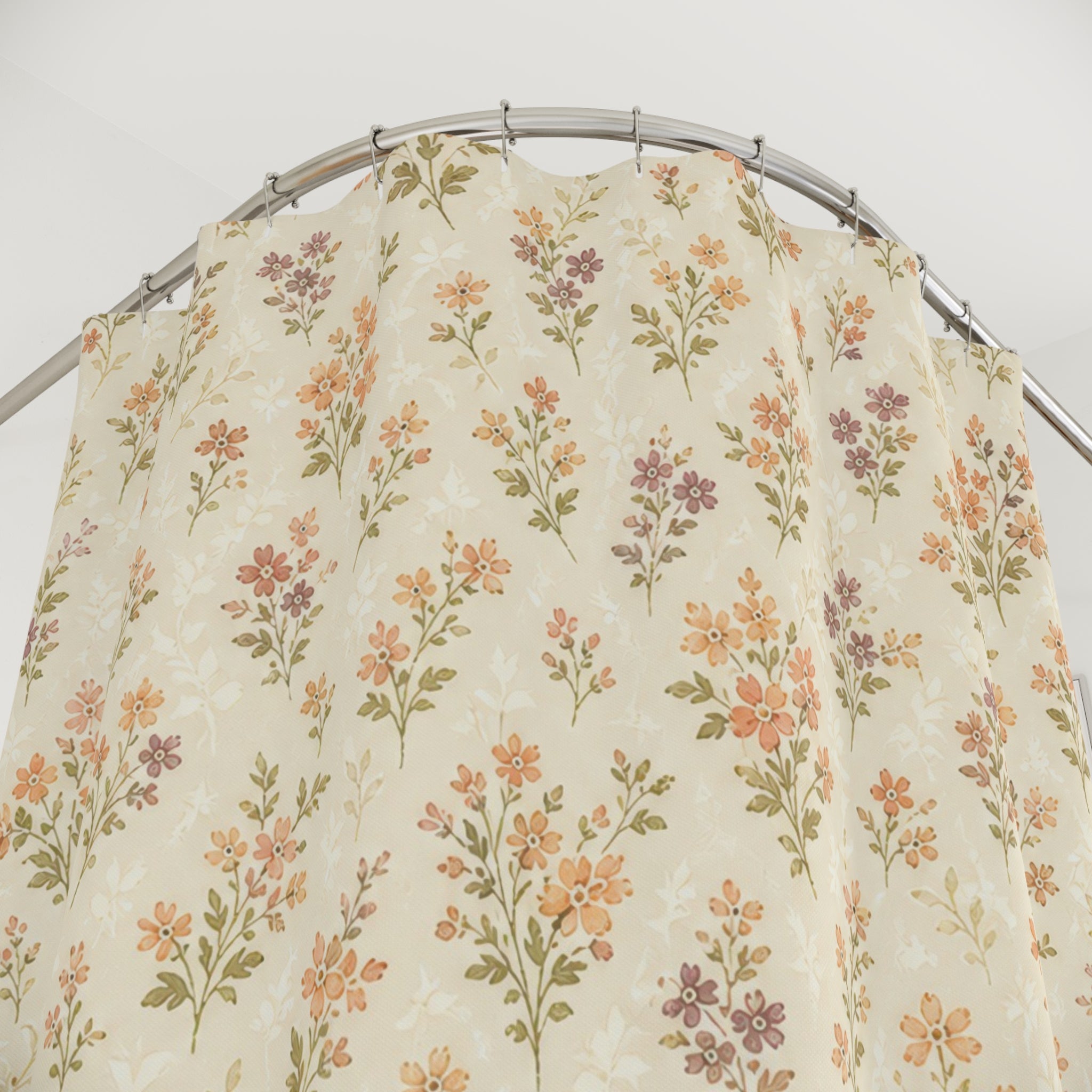 Peach Vintage Floral Shower Curtain