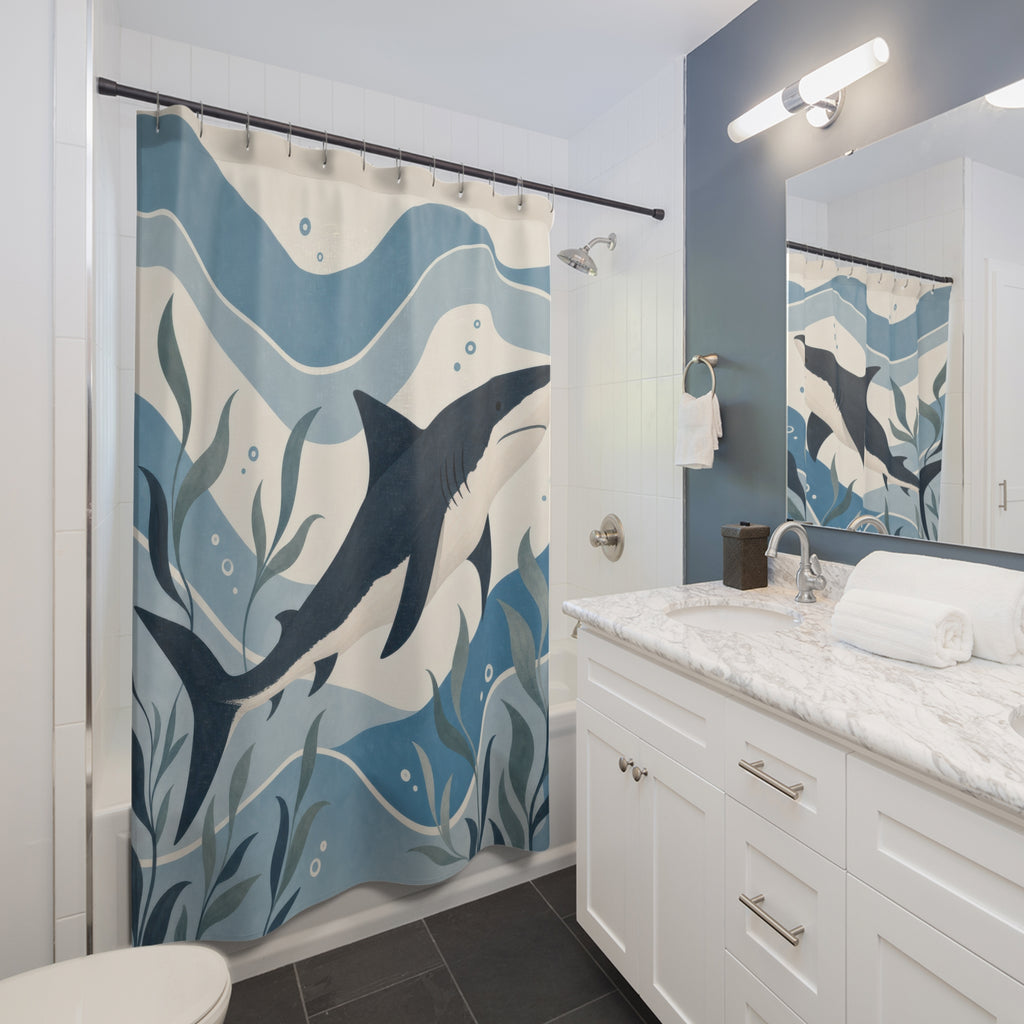 Ocean Shark Shower Curtain: Ocean Shower Curtain