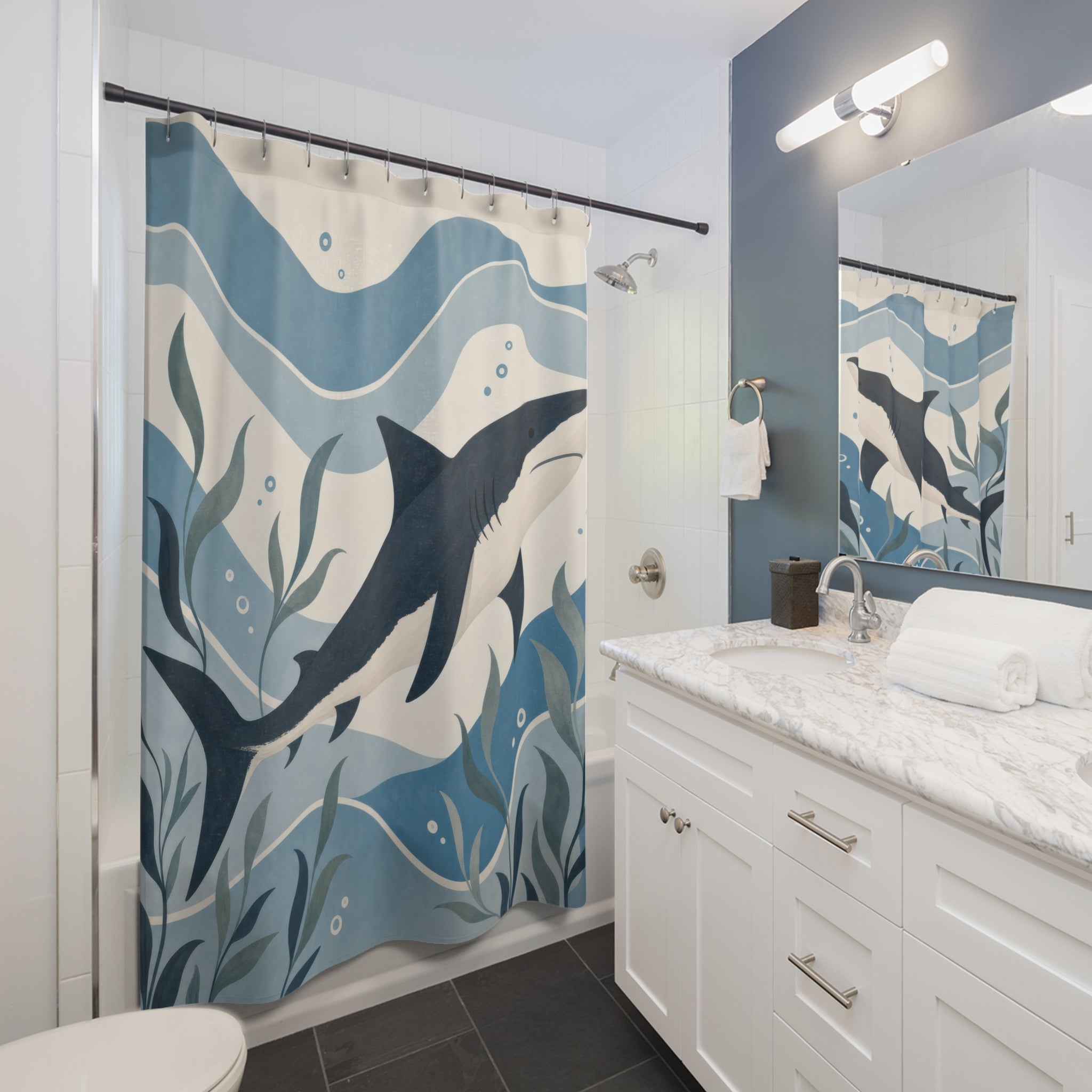 Ocean Shark Shower Curtain: Ocean Shower Curtain