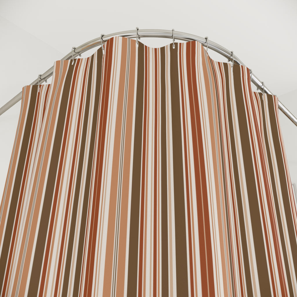 Rust Multi Stripe Shower Curtain – Terracotta Brown