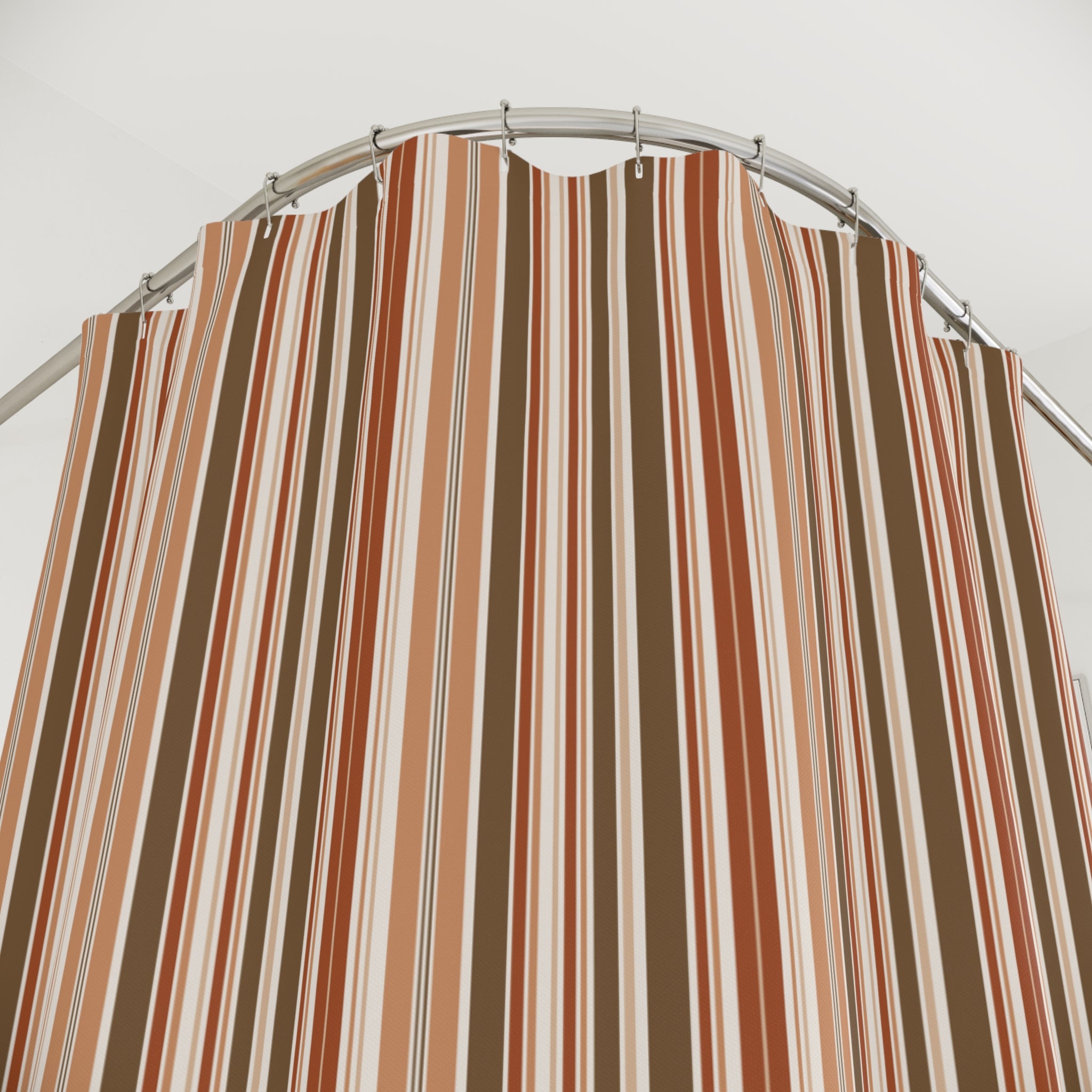 Rust Multi Stripe Shower Curtain – Terracotta Brown