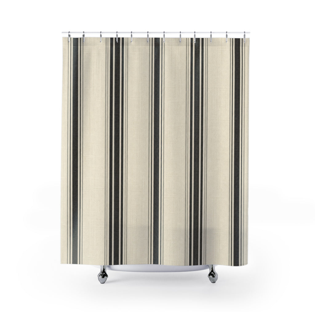 Black Ivory Stripe Shower Curtain