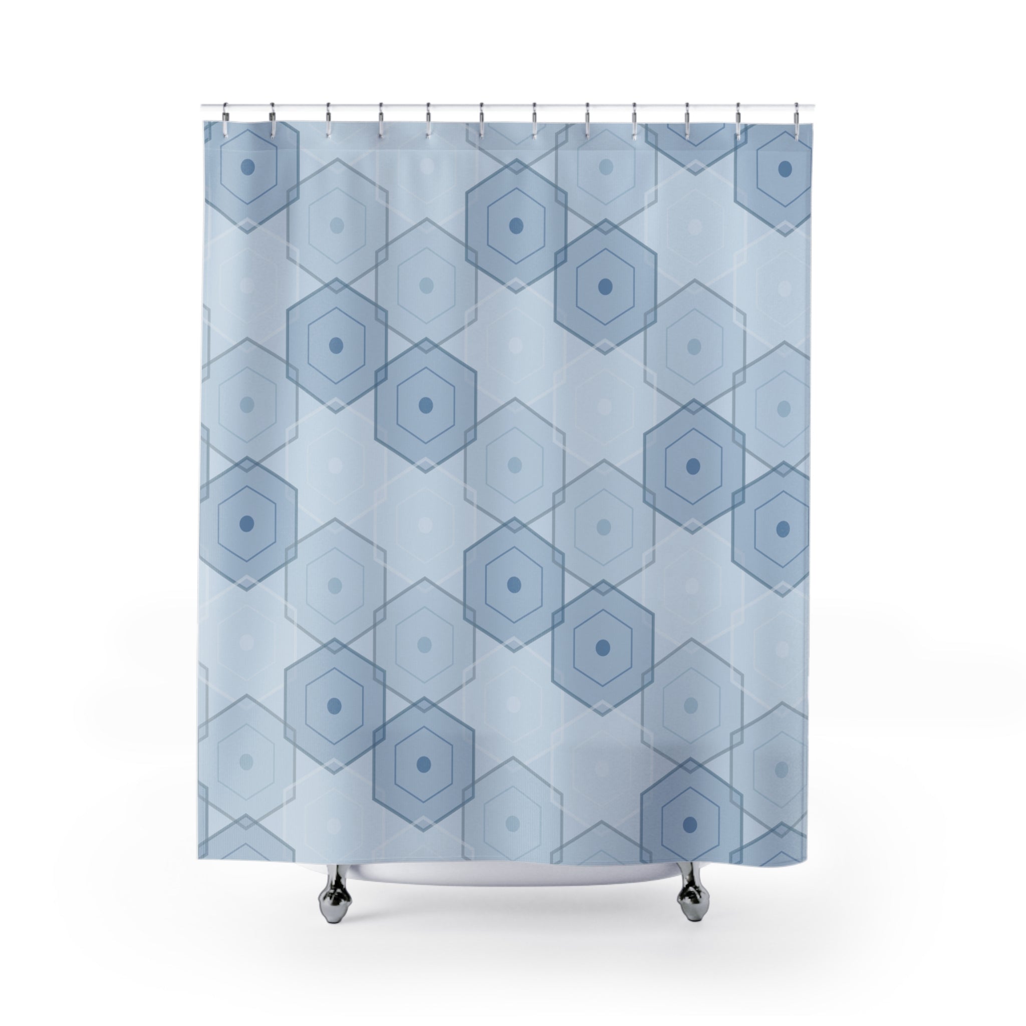 Blue and Grey Hexagon Shower Curtain