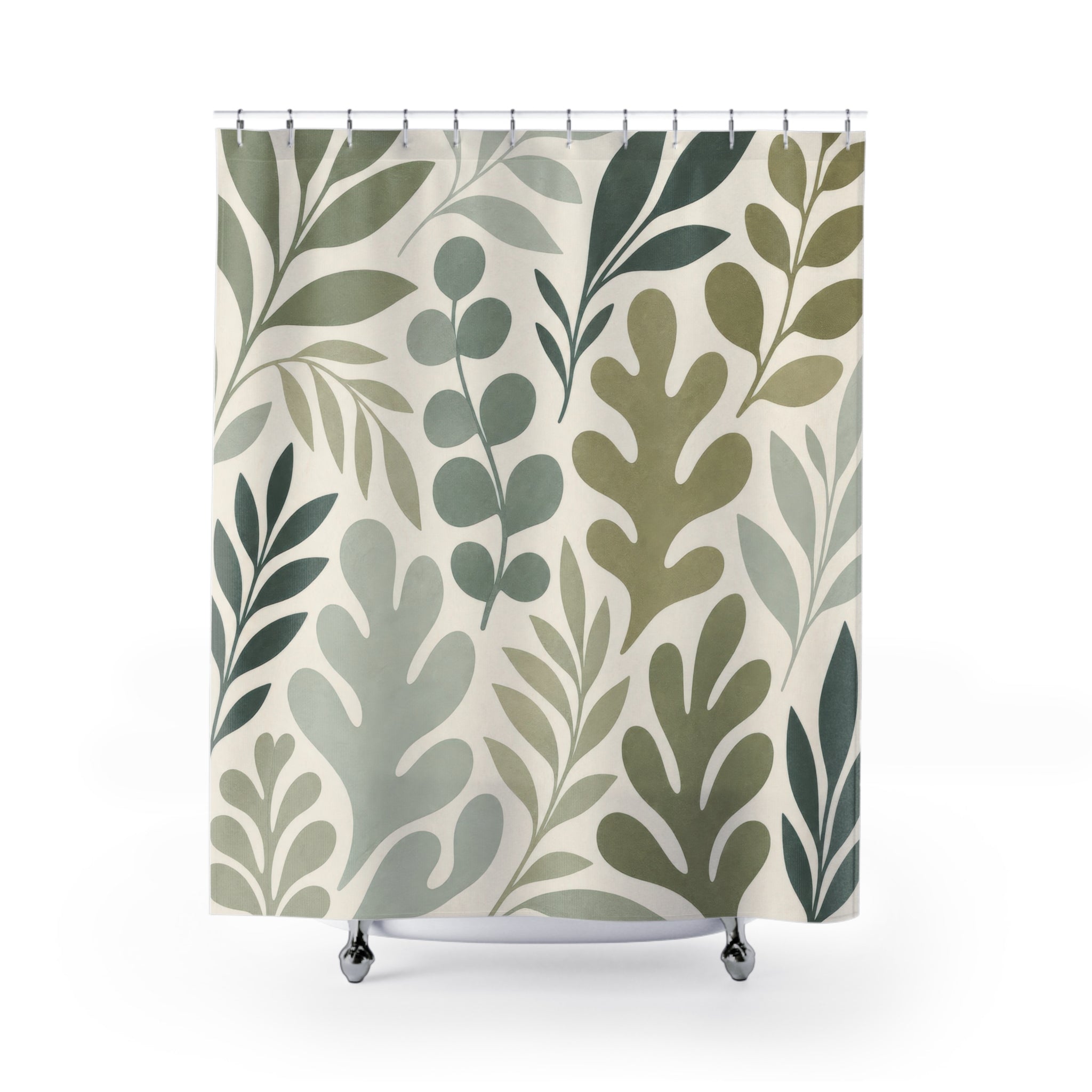Sage Cutout Leaf Shower Curtain