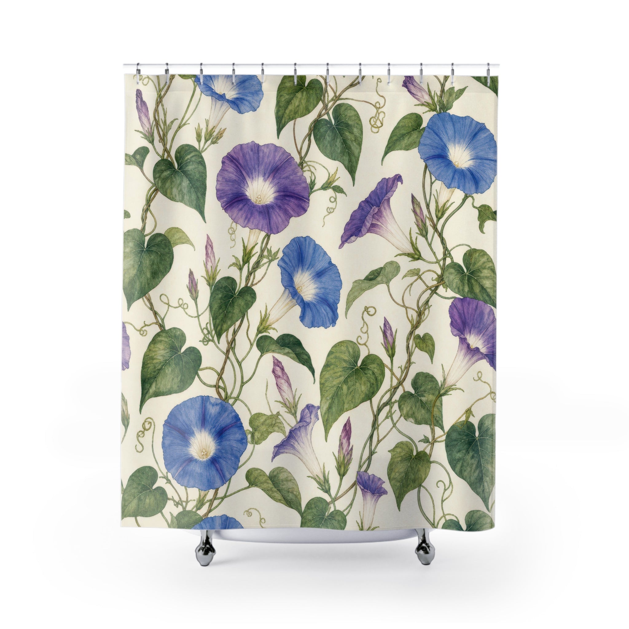 Blue Purple Botanical Floral Vine Shower Curtain