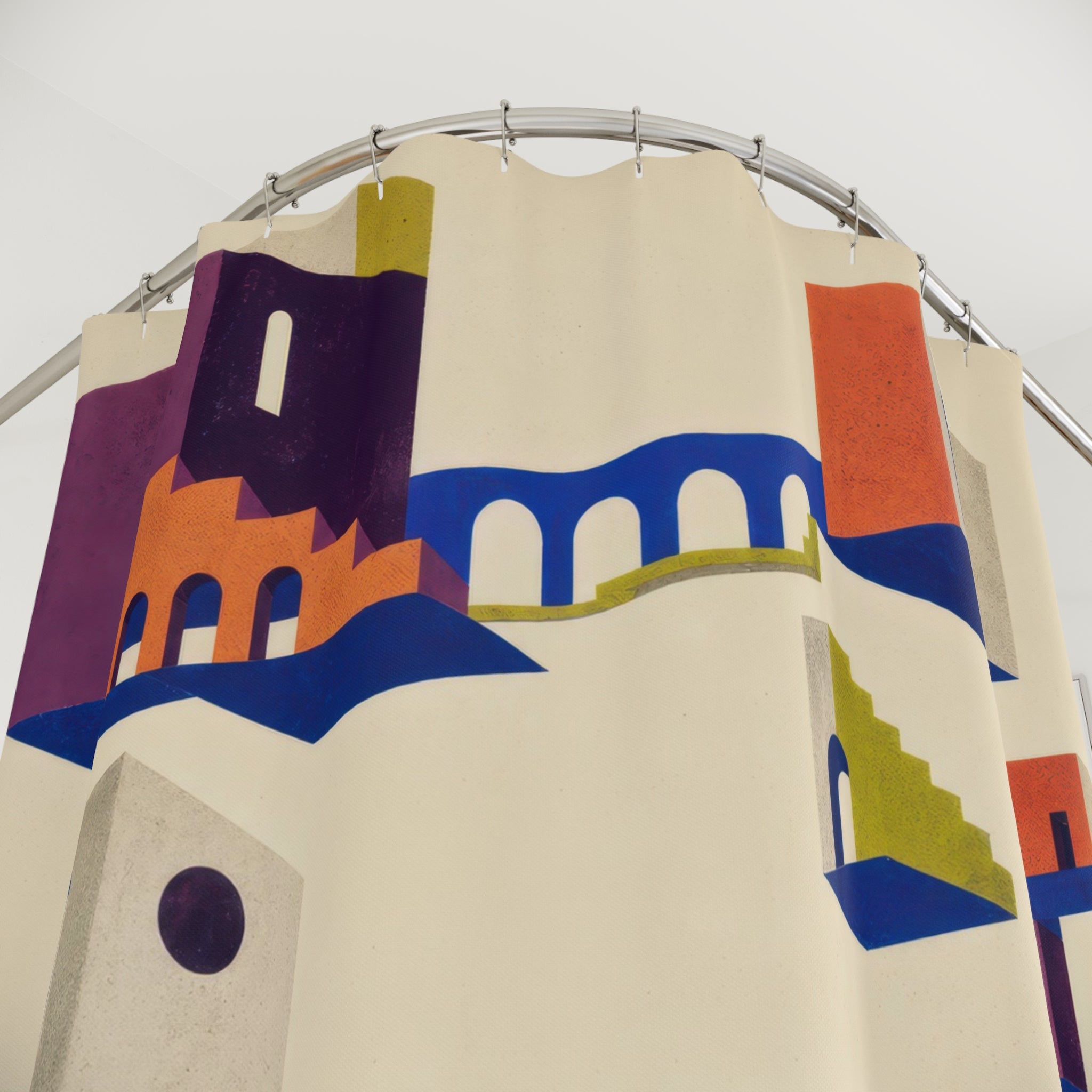 Cantilever City Mid Century Modern Shower Curtain
