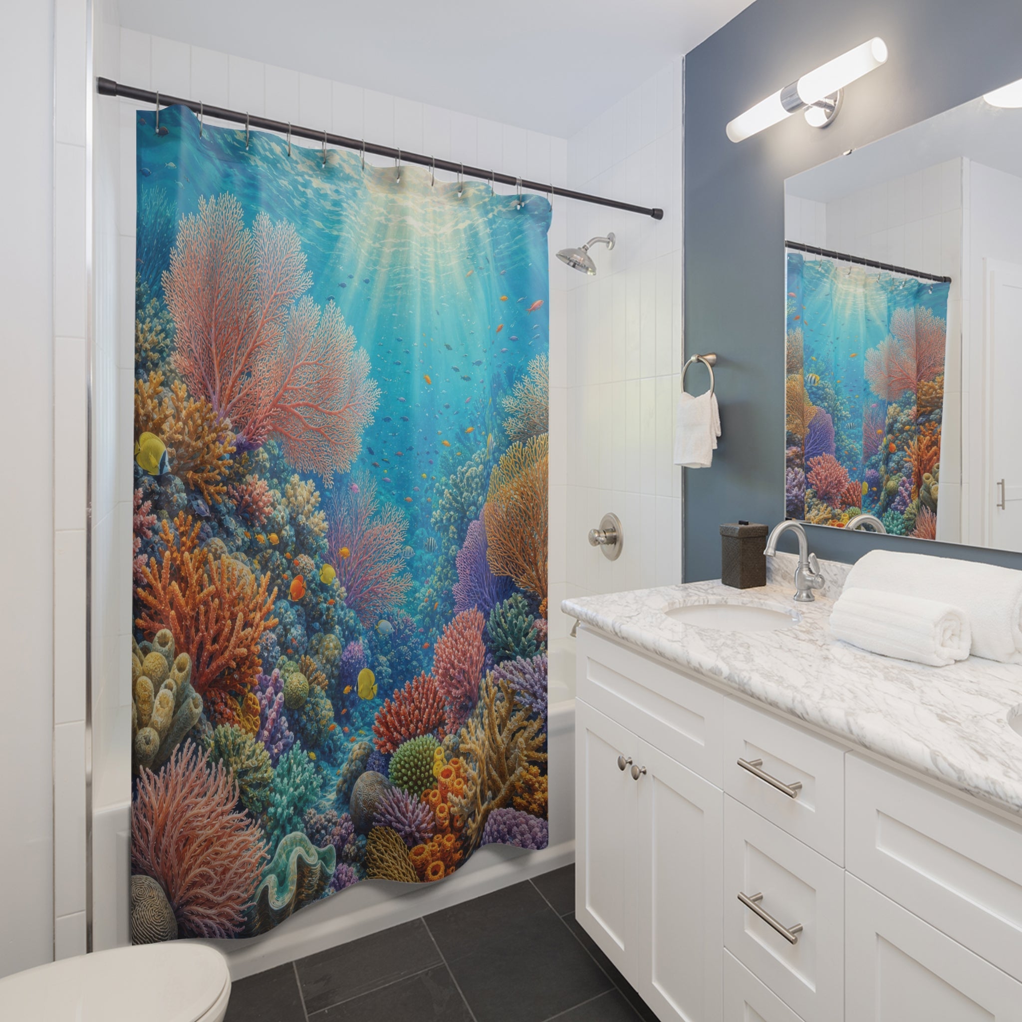 Coral Reef Sunlit Garden Shower Curtain