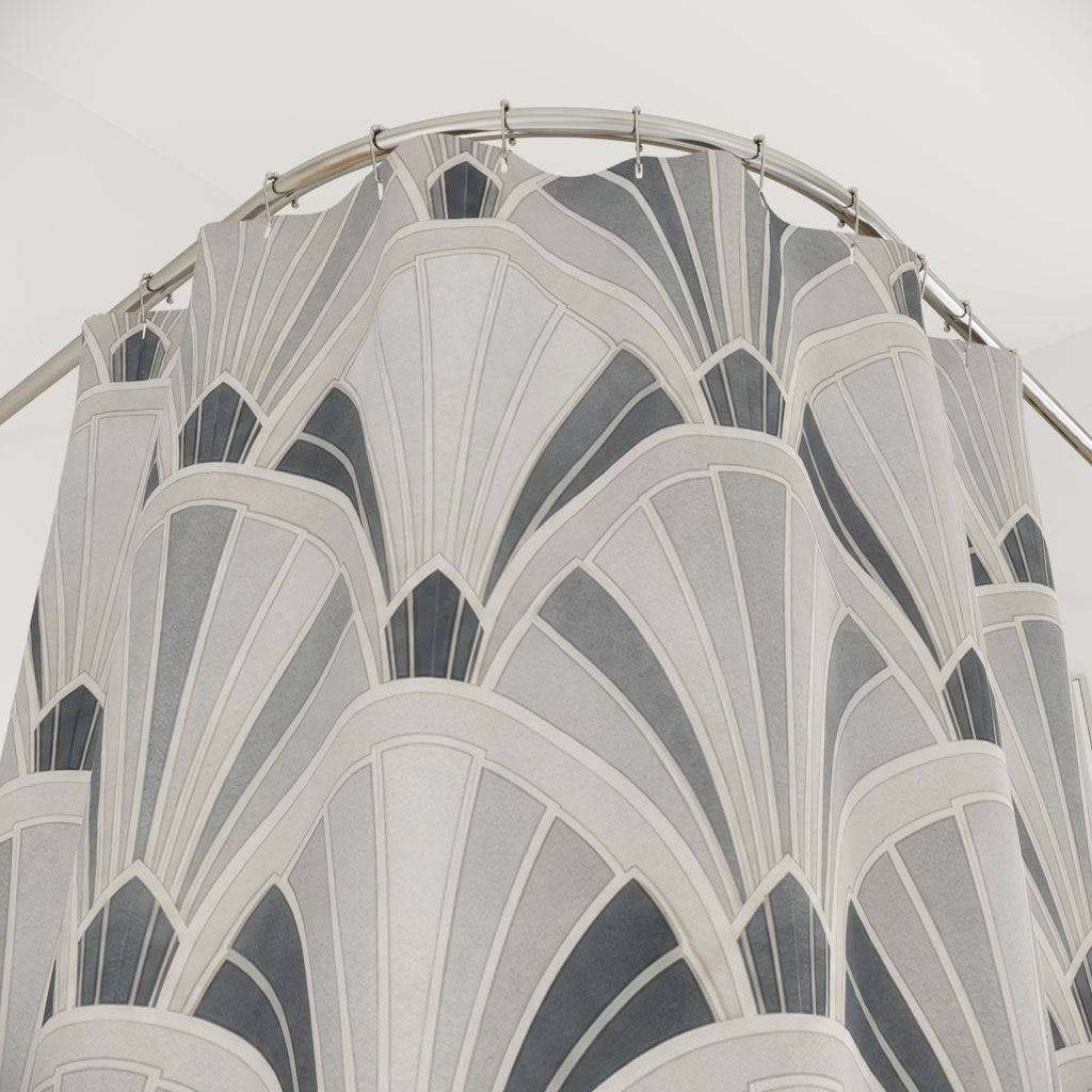 Grey Fan Geometric Shower Curtain