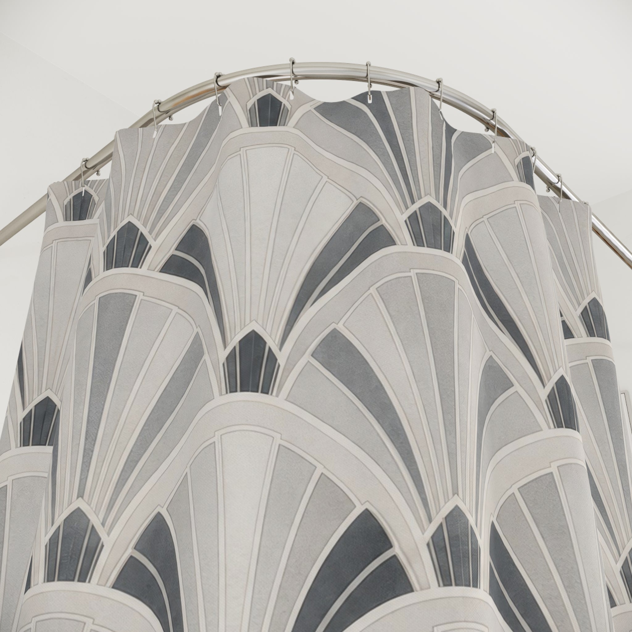 Grey Fan Geometric Shower Curtain