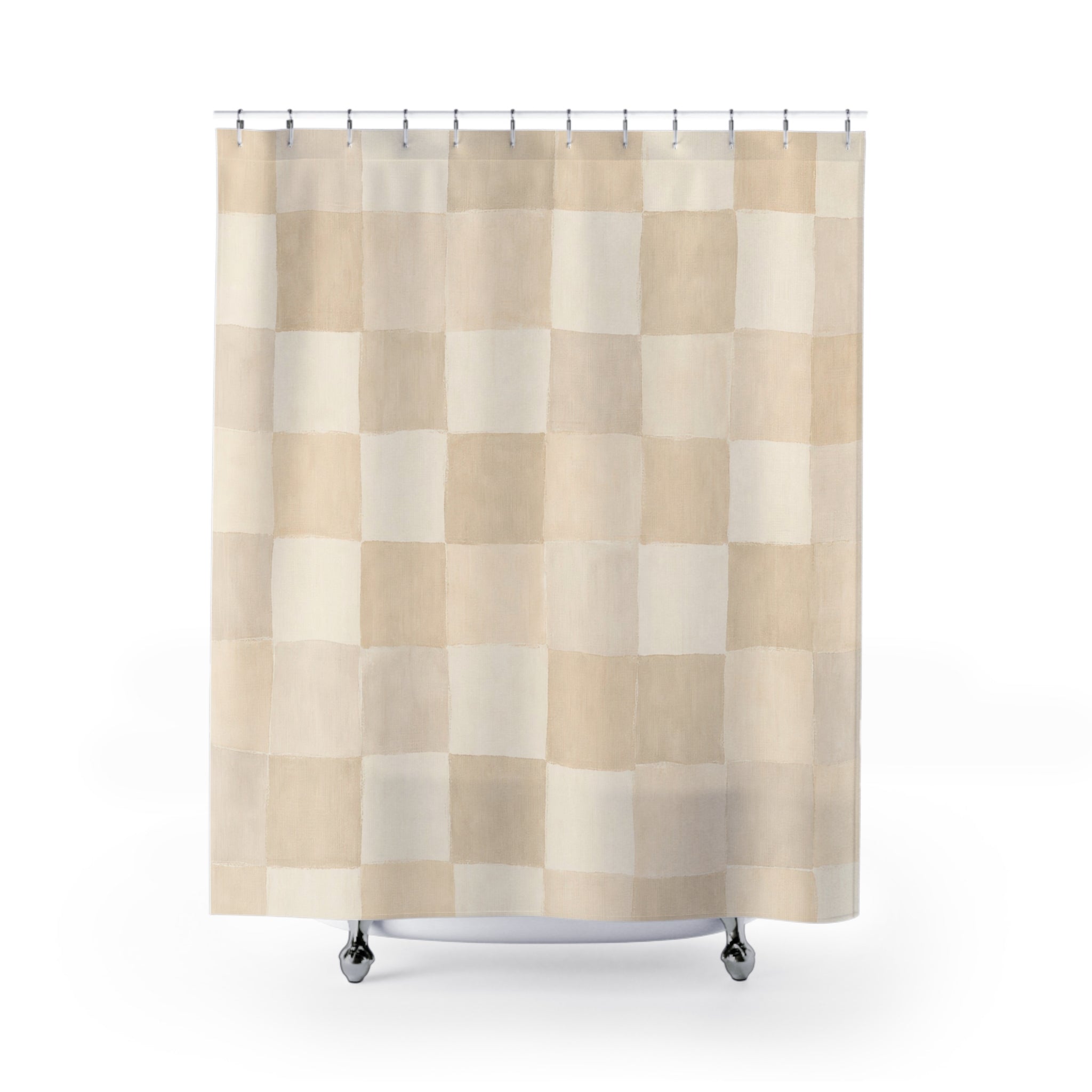 Ivory Cream Checkerboard Shower Curtain