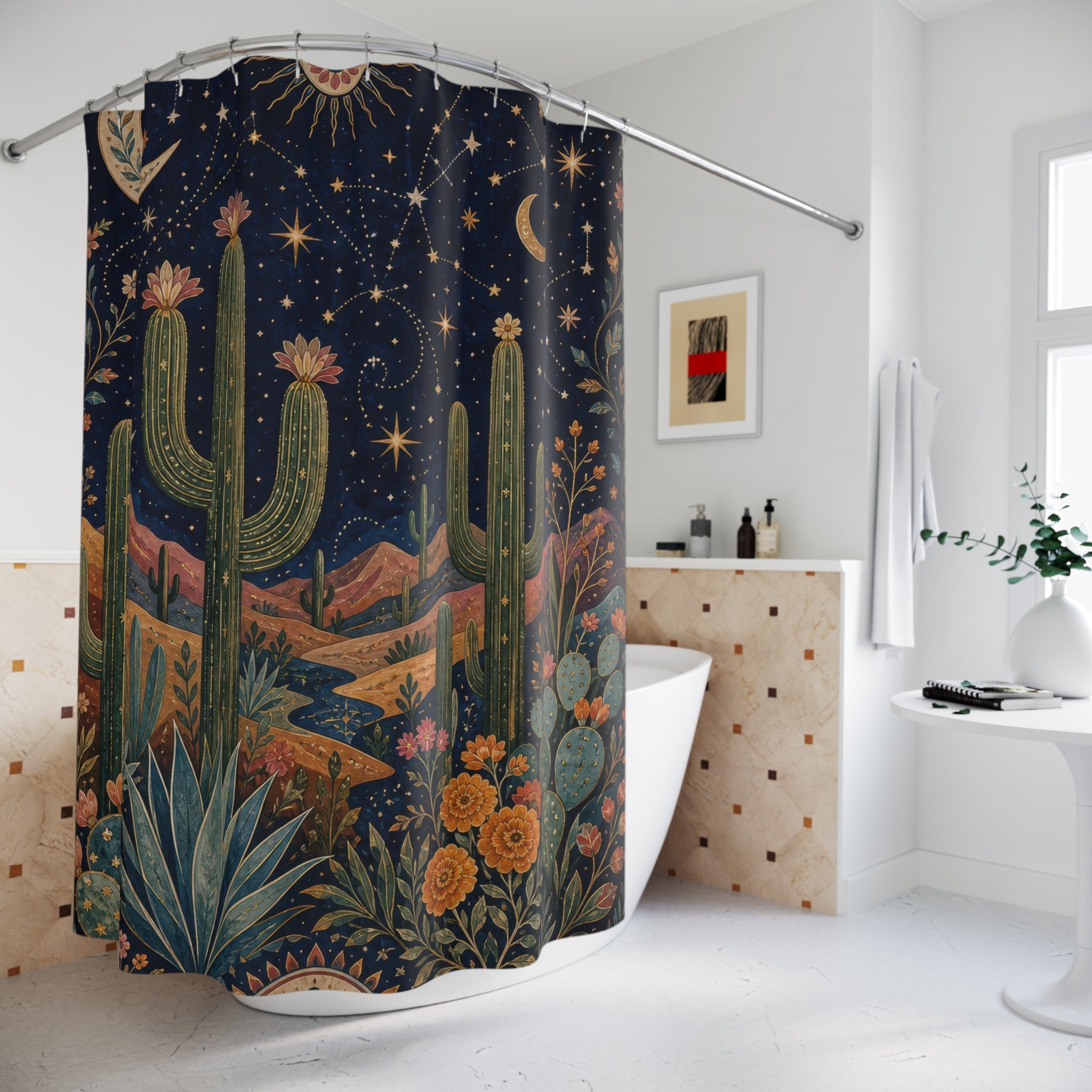 Saguaro Star Almanac Shower Curtain