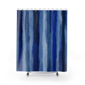 Navy Cobalt Watercolor Vertical Bands Shower Curtain