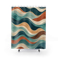 Wavy Shower Curtain: Teal Aqua Abstract Wave Pattern
