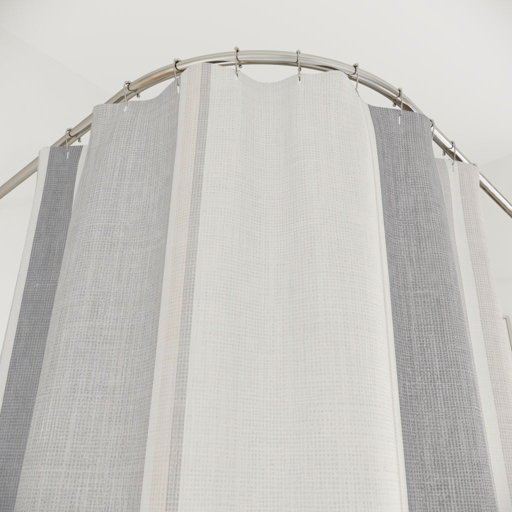 Grey White Striped Shower Curtain