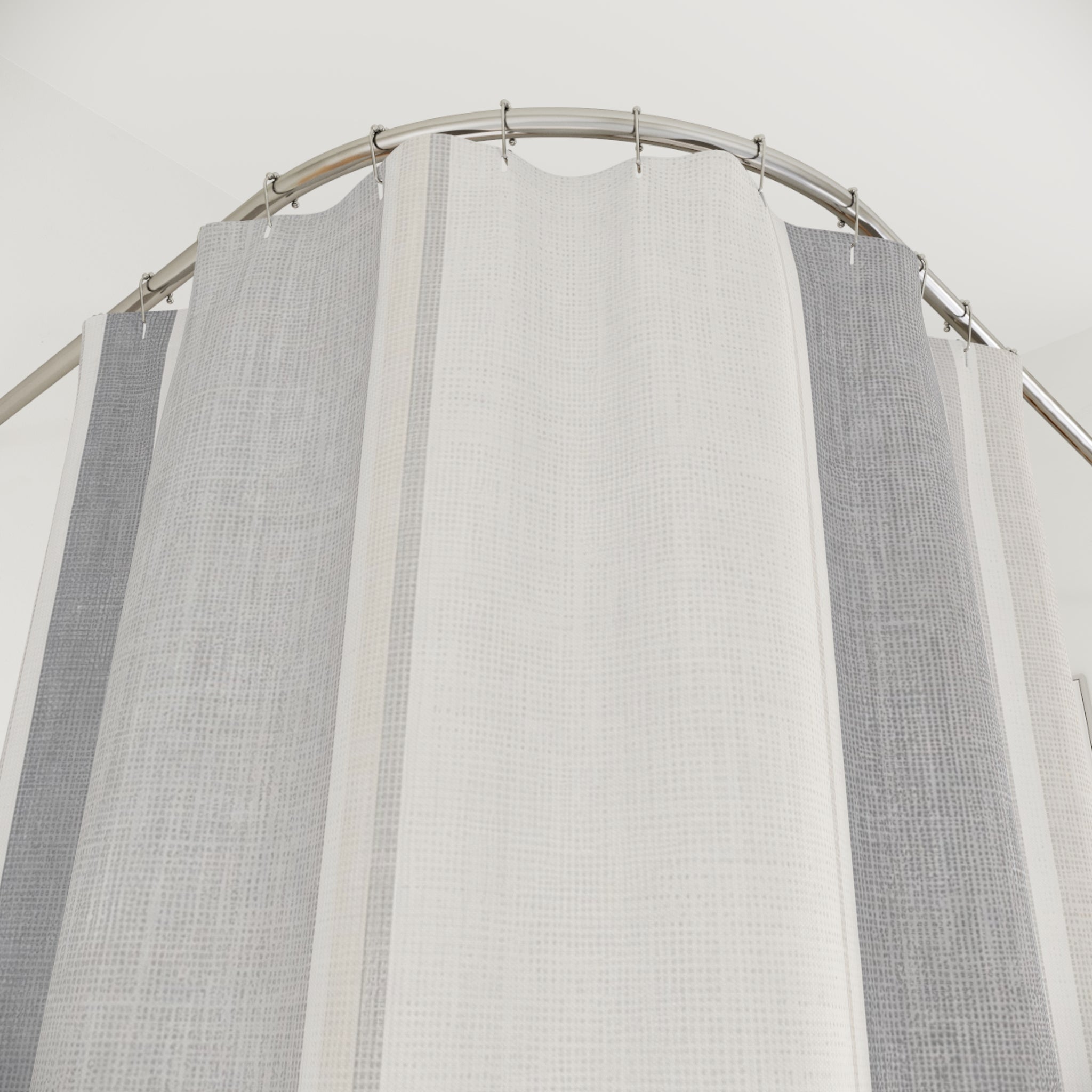 Grey White Striped Shower Curtain