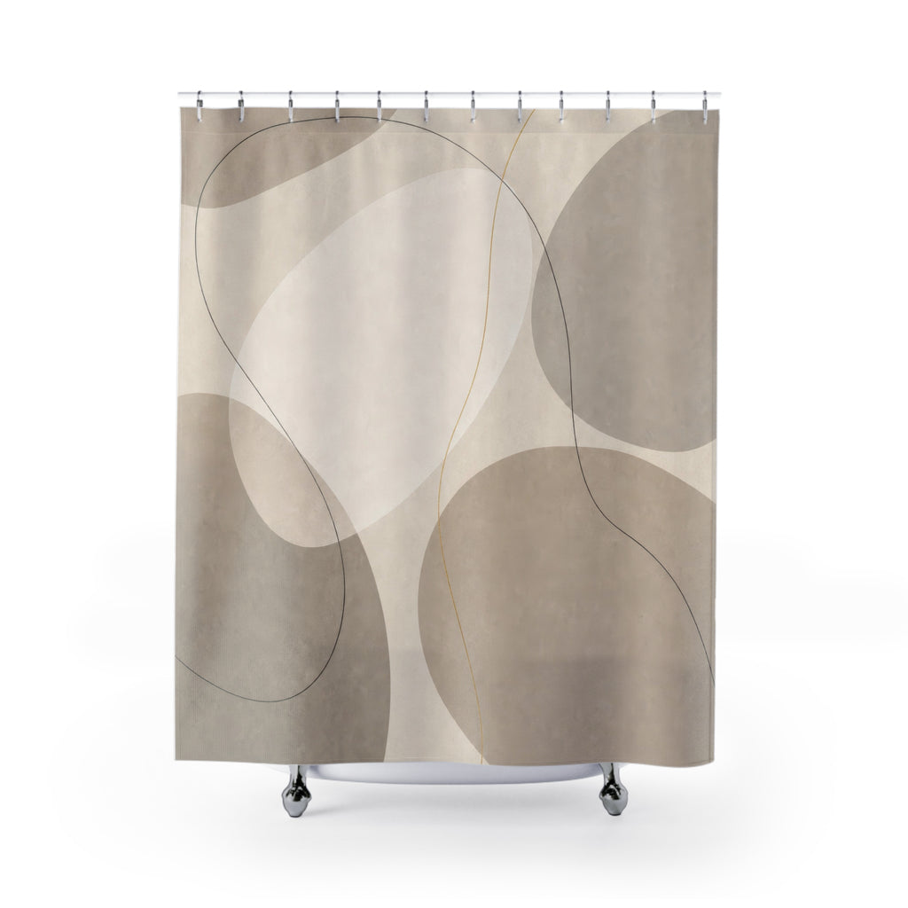 Gray Circle Abstract Beige Shower Curtain