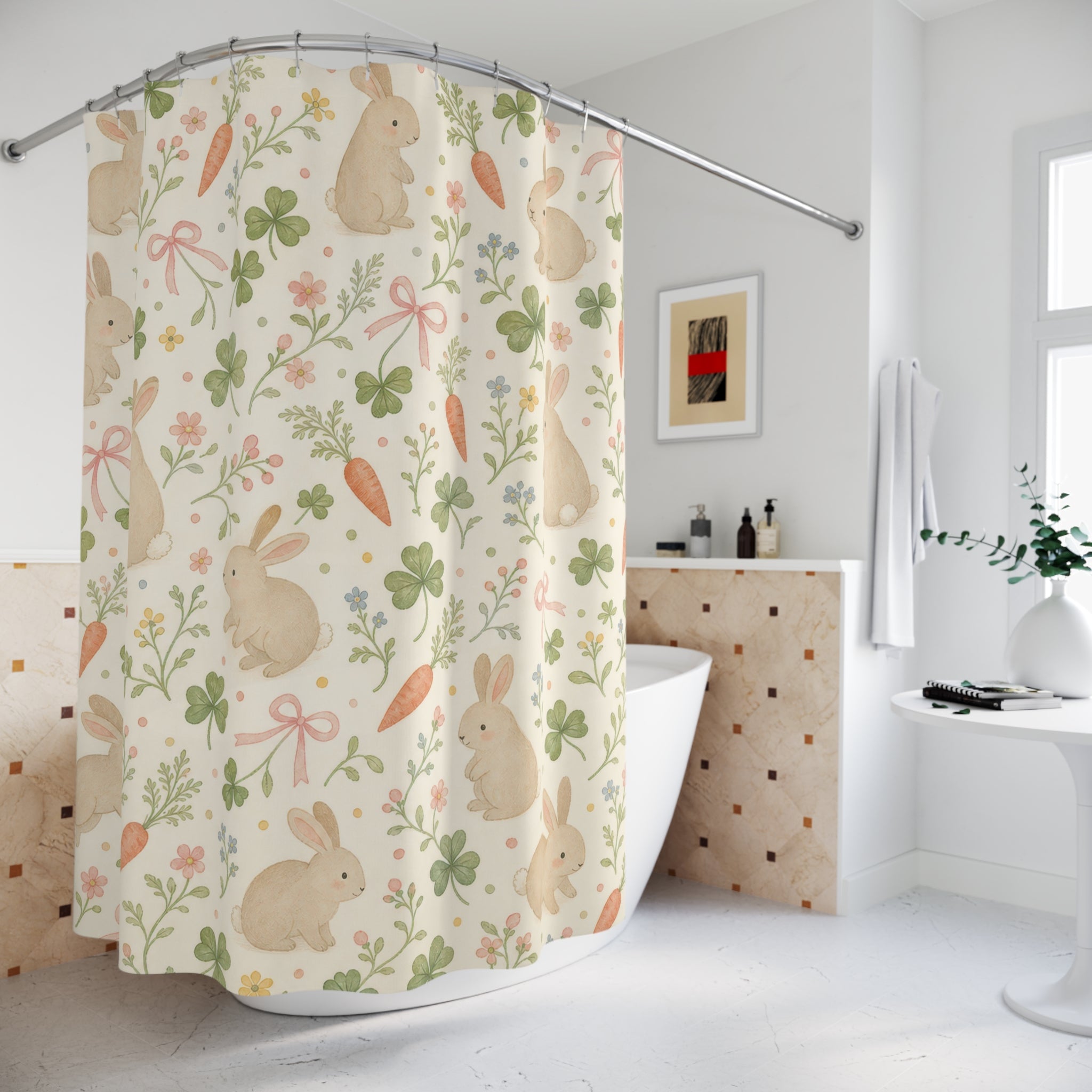 Bunny Meadow Cute Shower Curtain