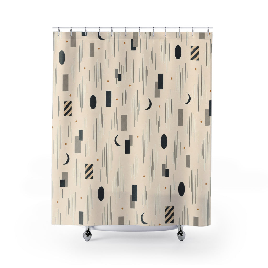 Noir Black White Shower Curtain