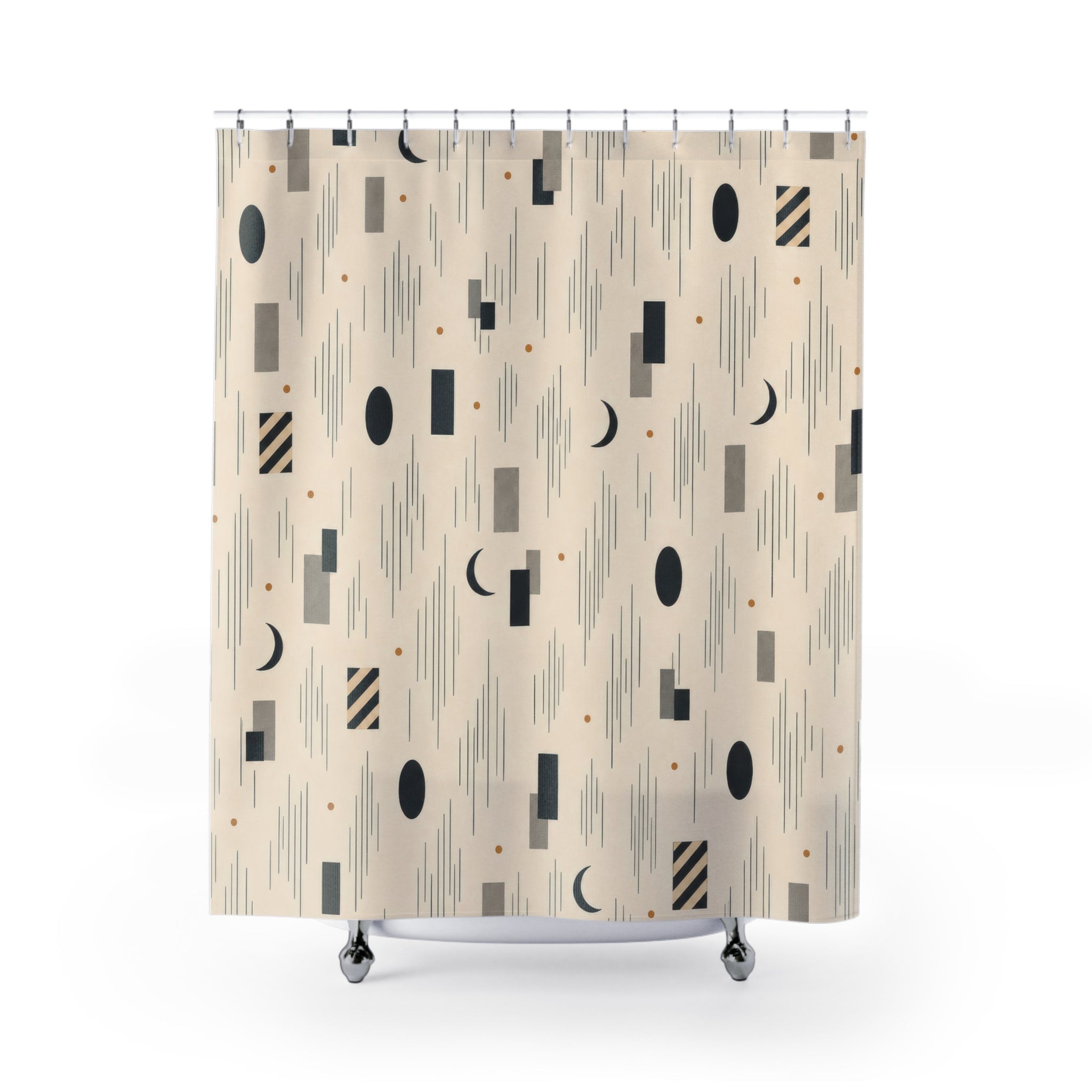 Noir Black White Shower Curtain