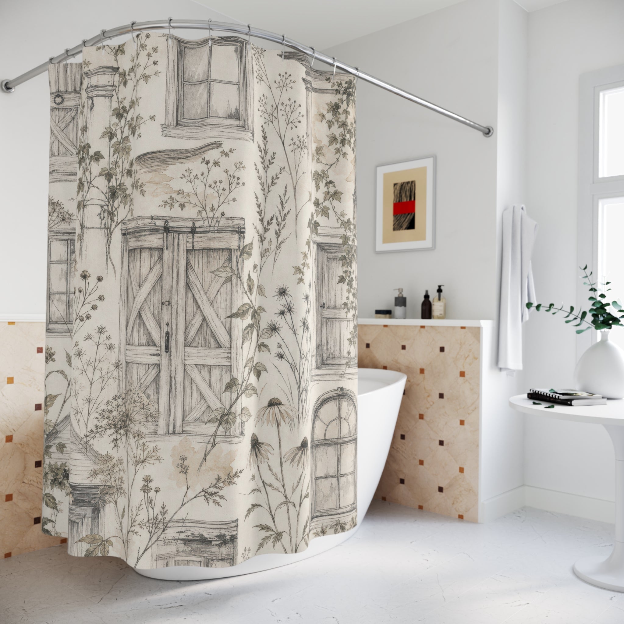 Architectural Farmhouse Shower Curtain