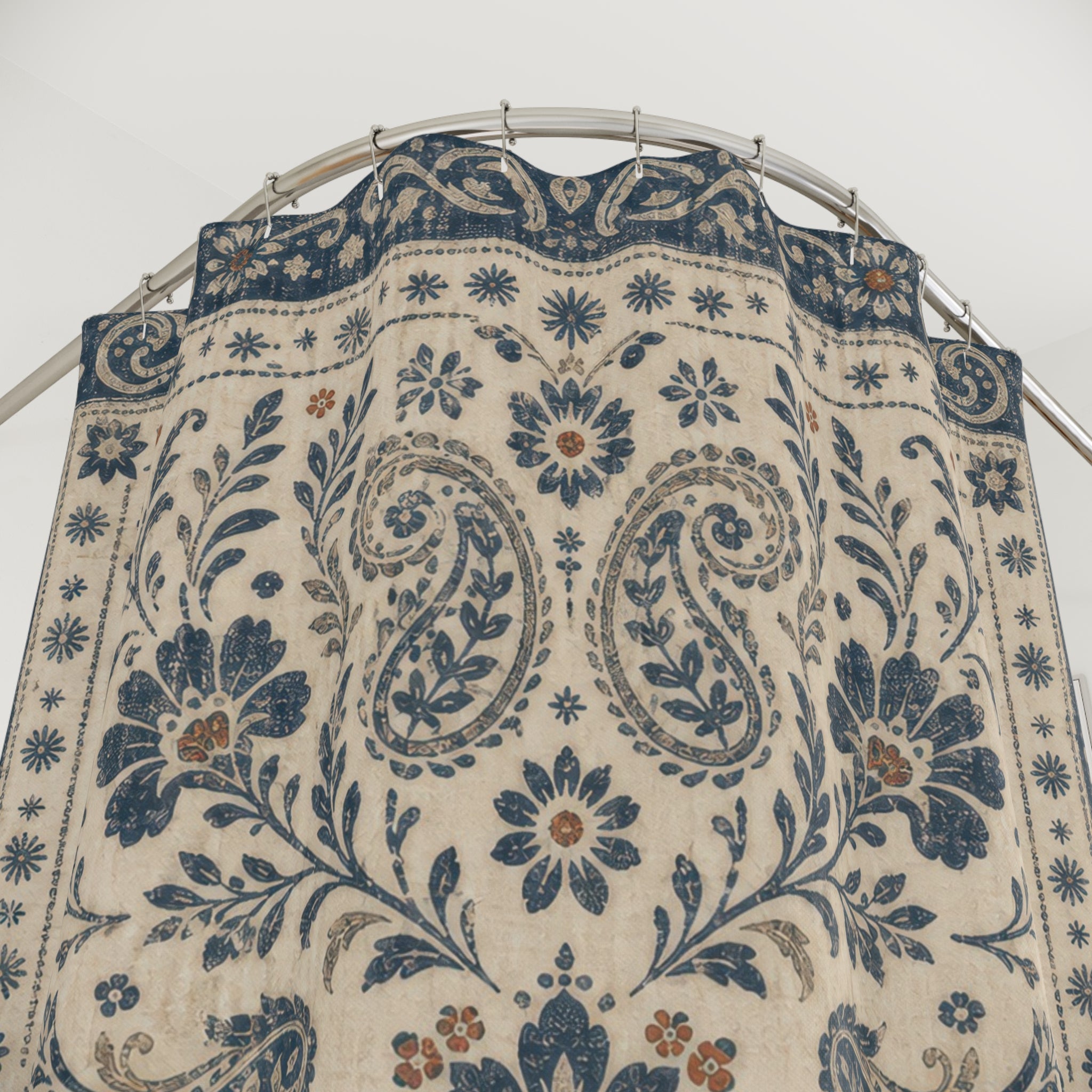 Blue Paisley Medallion Shower Curtain